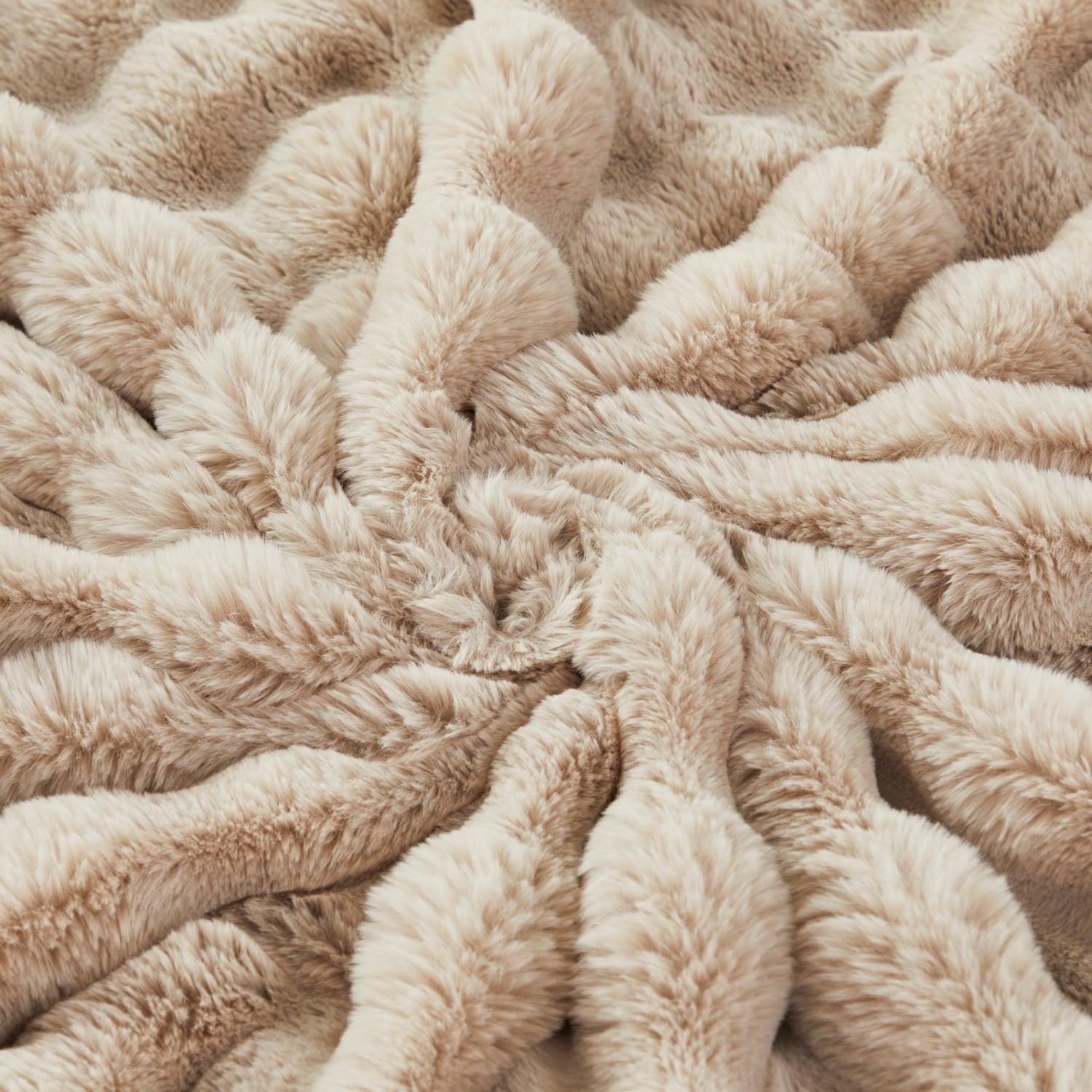Decorative Knitted Taupe Faux Fur Bubble Blankets for Couch Chair Sofa Luxury Fluffy Thick Bubble Throw Blanket Furry Blanket Fuzzy Soft... - Luxury Knitted Decorative Throw Blanket with Fringes Detail
