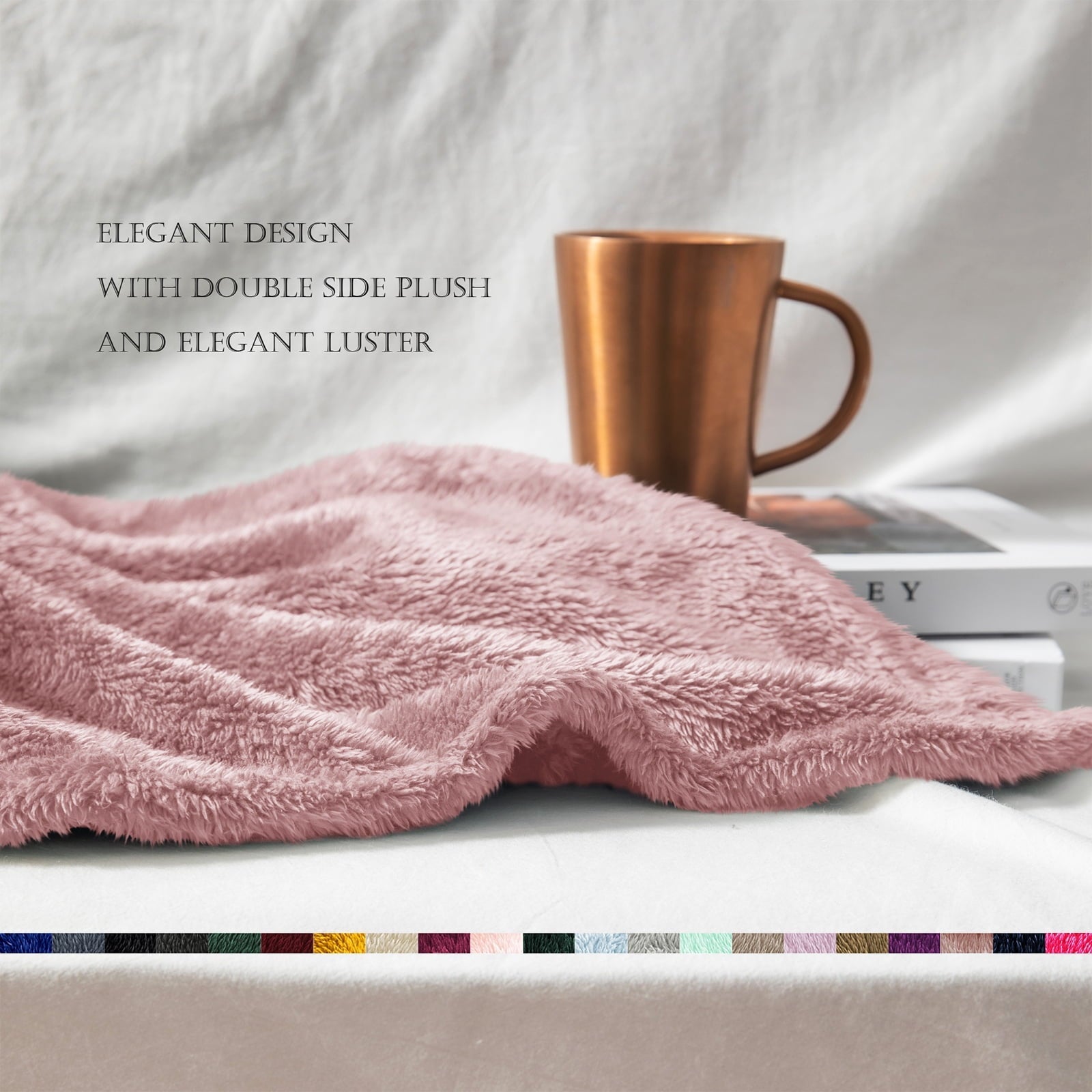 Cozy Fleece Plush Fuzzy Large Fleece Throw Blanket (50" x 70", Dusty Pink)- Soft, Warm and Lightweight - Cozy Fleece Throw Blanket for Couch & Bed Detail