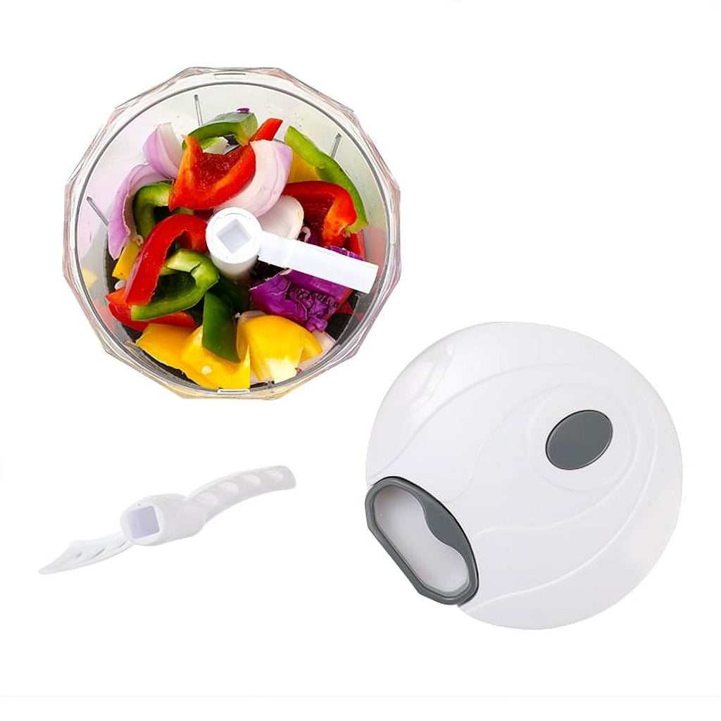 Multi-Functional 1qt Quick Pull Chopper, BPA free , SS Blades, Food Contact Safe Material , White & Grey, Weight 320g - Multi-Functional Manual Food Chopper & Slicer Detail