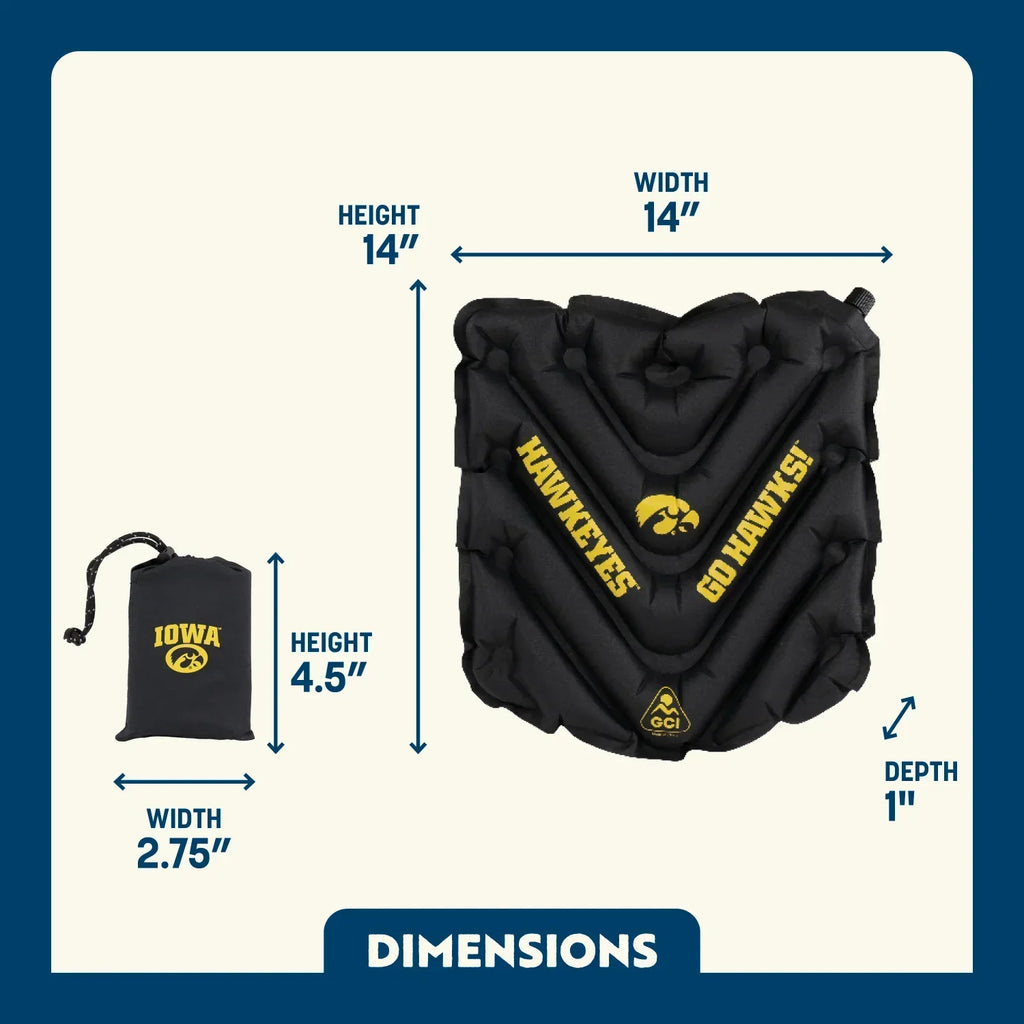 Ultra-Lightweight College V Seat Inflatable Stadium Cushion - Iowa Hawkeyes - Choice 157 - Bleacher-Friendly Stadium Chair with Back Support Detail
