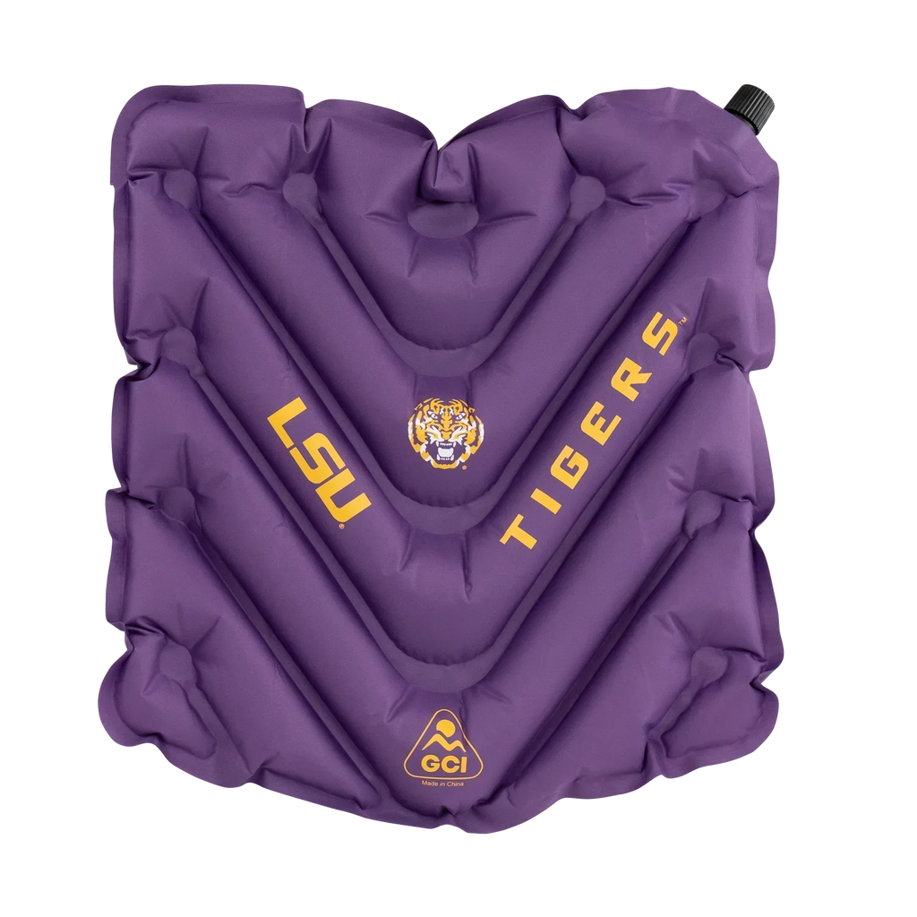 Secure-Hook College V Seat Inflatable Stadium Cushion - LSU Tigers - Choice 762 - Lightweight Folding Bleacher Chair with Cushioning - Default Title