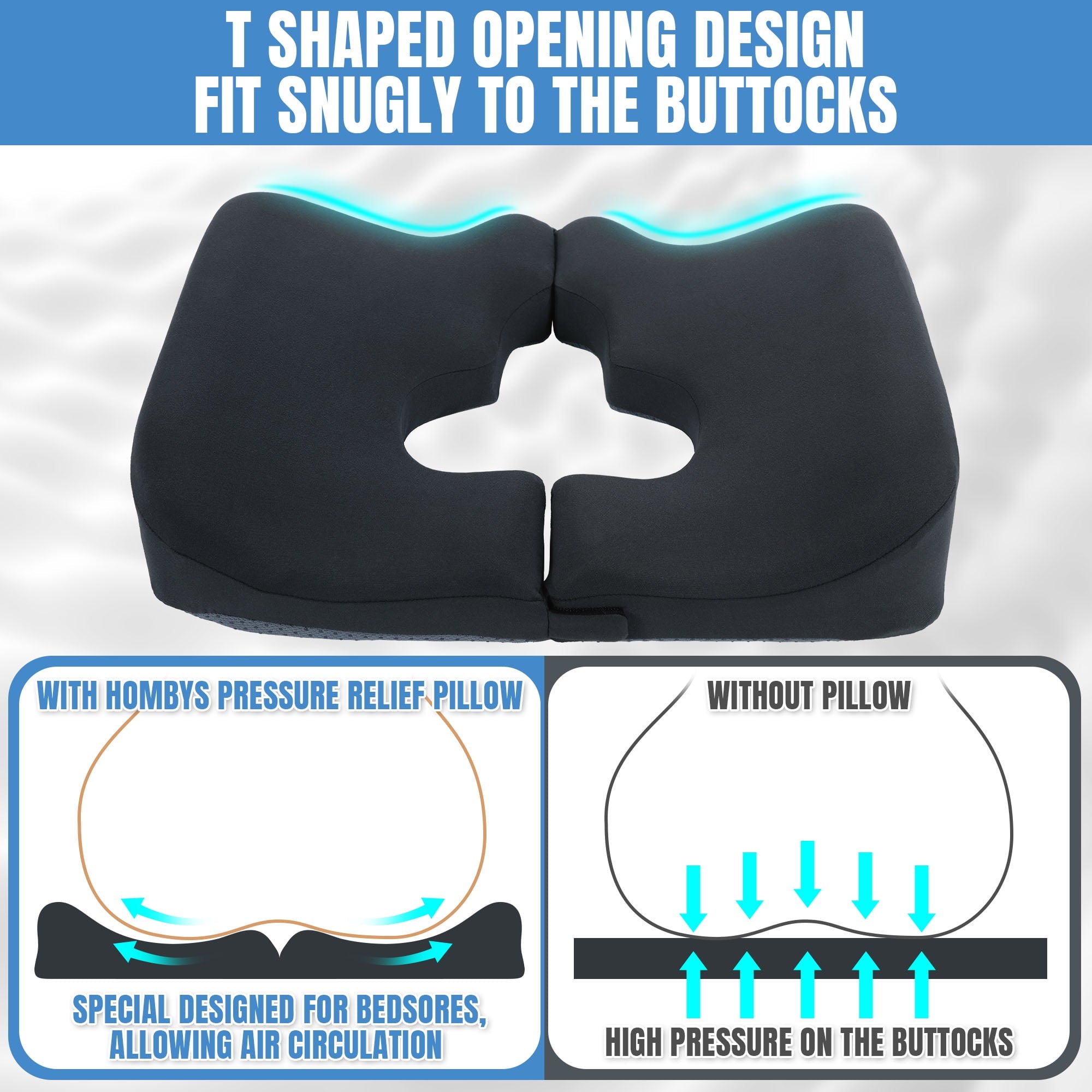 Hotel Collection Memory Foam Bed Sore Cushions for Butt, Bedsore Pressure Relief Pillow for Sleeping and Sitting,Cushion for Bed Sores... - Hotel Quality Plush Sleeping Pillows Detail