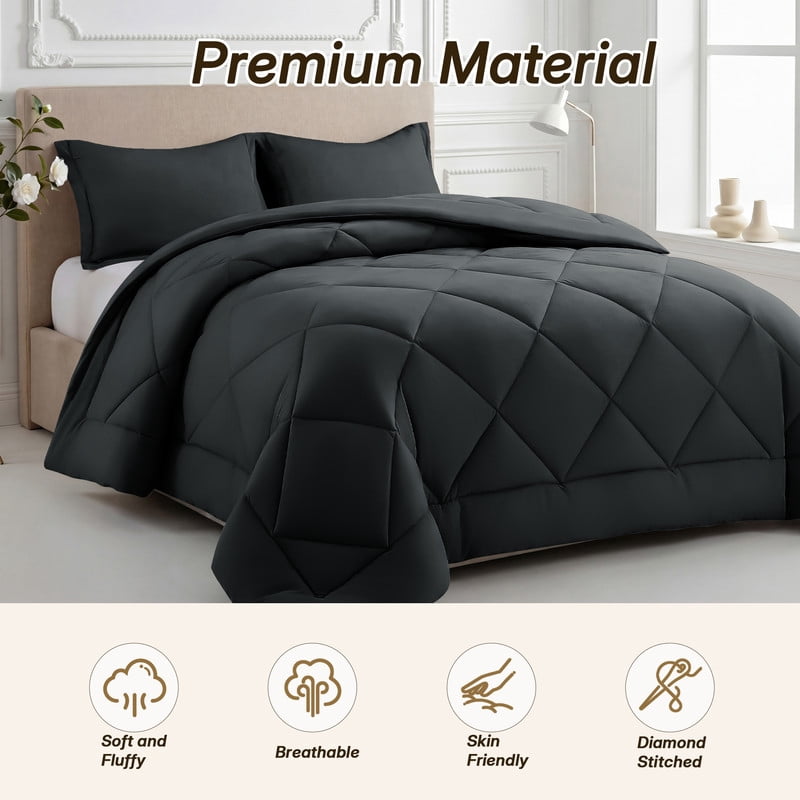 Hypoallergenic Cloud 3 Pieces Queen Size Comforter Set, All Season Lightweight Breathable Bedding Set with 1 Down Alternative Comforter an... - Cloud-Like Soft Lightweight Bed Comforter Detail