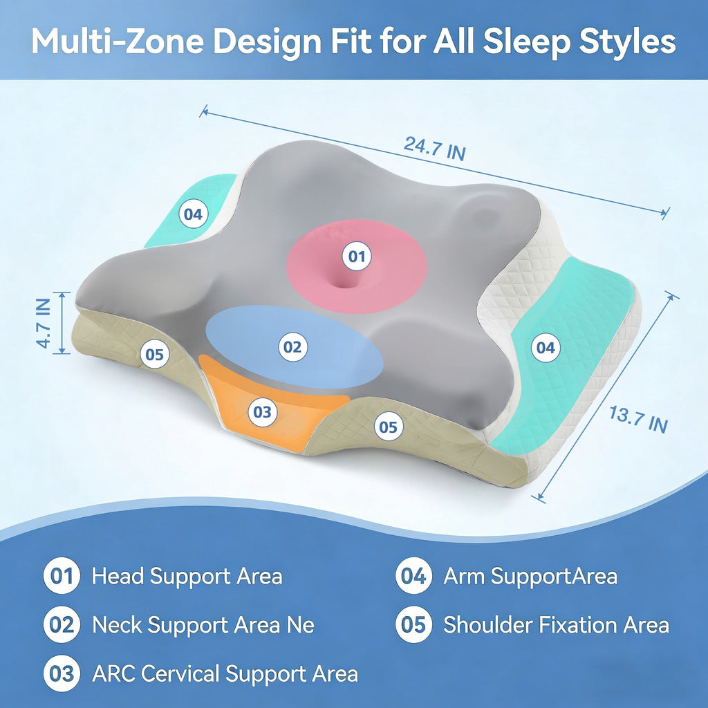Hotel Collection Memory Foam Contour Pillows - Neck Pain Relief, Orthopedic Cervical, Breathable Washable Cover - Ergonomic Memory Foam Pillow for Neck Pain Support Detail
