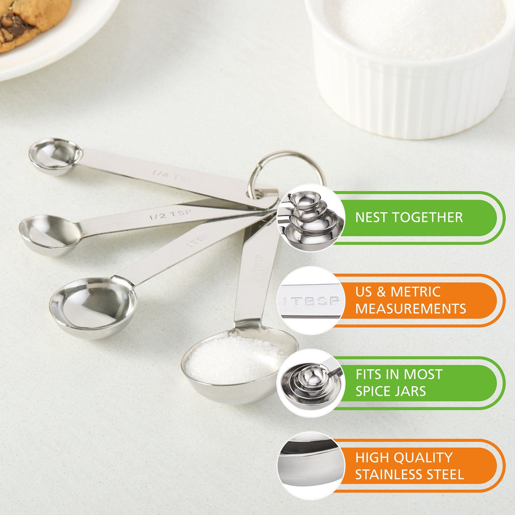 Innovative Kitchen Stainless Steel 4-Piece Nesting Measuring Spoons Set, Stainless Steel Finish - Multi-Functional Manual Food Chopper & Slicer Detail