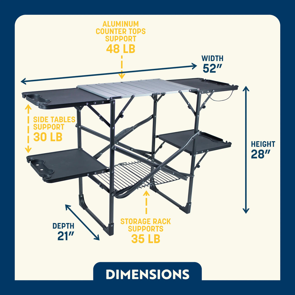 Portable Culinary Slim-Fold Cook Station - Choice 575 - Heavy-Duty Stainless Steel Camp Cooking Gear Detail