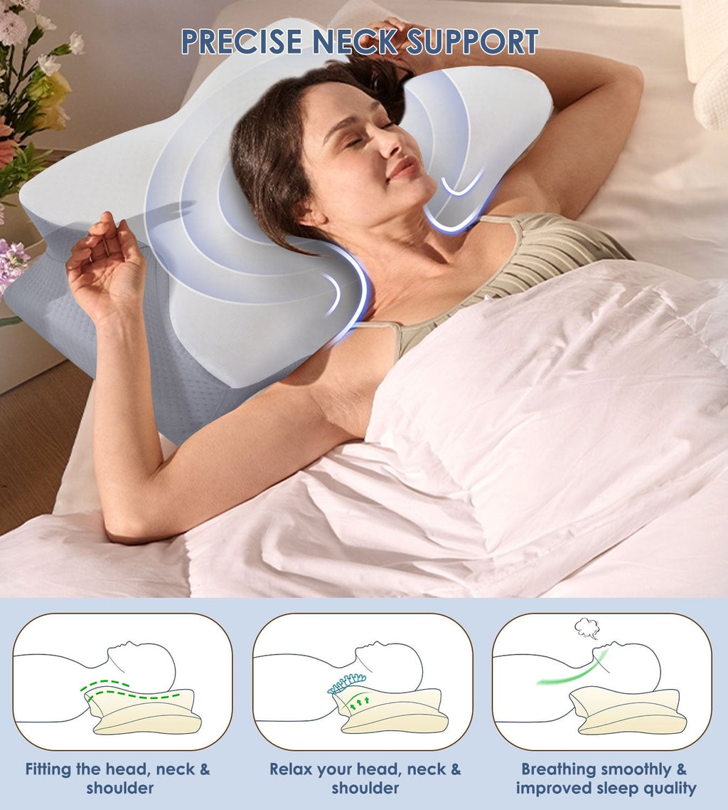 Decorative Plump Cervical Pillow for Neck Pain Relief, Contour Memory Foam Pillows, Odorless Ergonomic Neck Pillow Adjustable Orthoped... - Decorative Throw Pillow Cushion for Sofa & Bed Detail