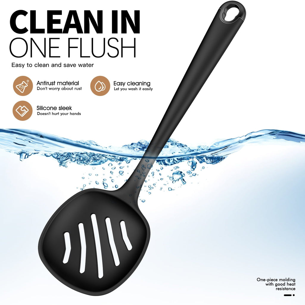 Durable Steel Silicone Kitchen Utensils Set, 600°F Heat Resistant Silicone Cooking Utensils, Spatula, Spoon, Whisk, Tongs, Kitchen ... - High-Precision Culinary Tool for Baking & Cooking Detail