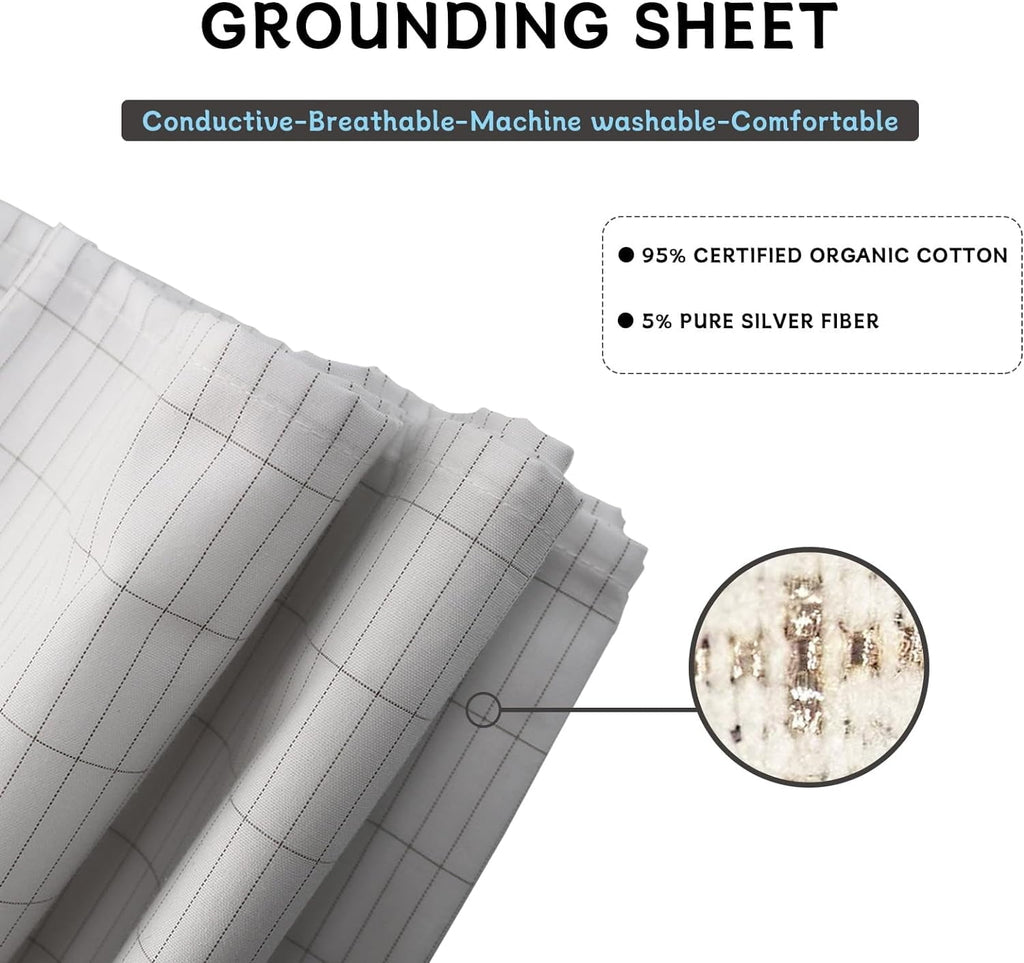 Ultra-Soft Grounding Sheets 39 * 75 inch, Conductive Grounding Sheets with Grounding Cord, Grounding Sheets for Earth with Silve... - Luxury Bed Sheet Set with Deep Pockets Detail