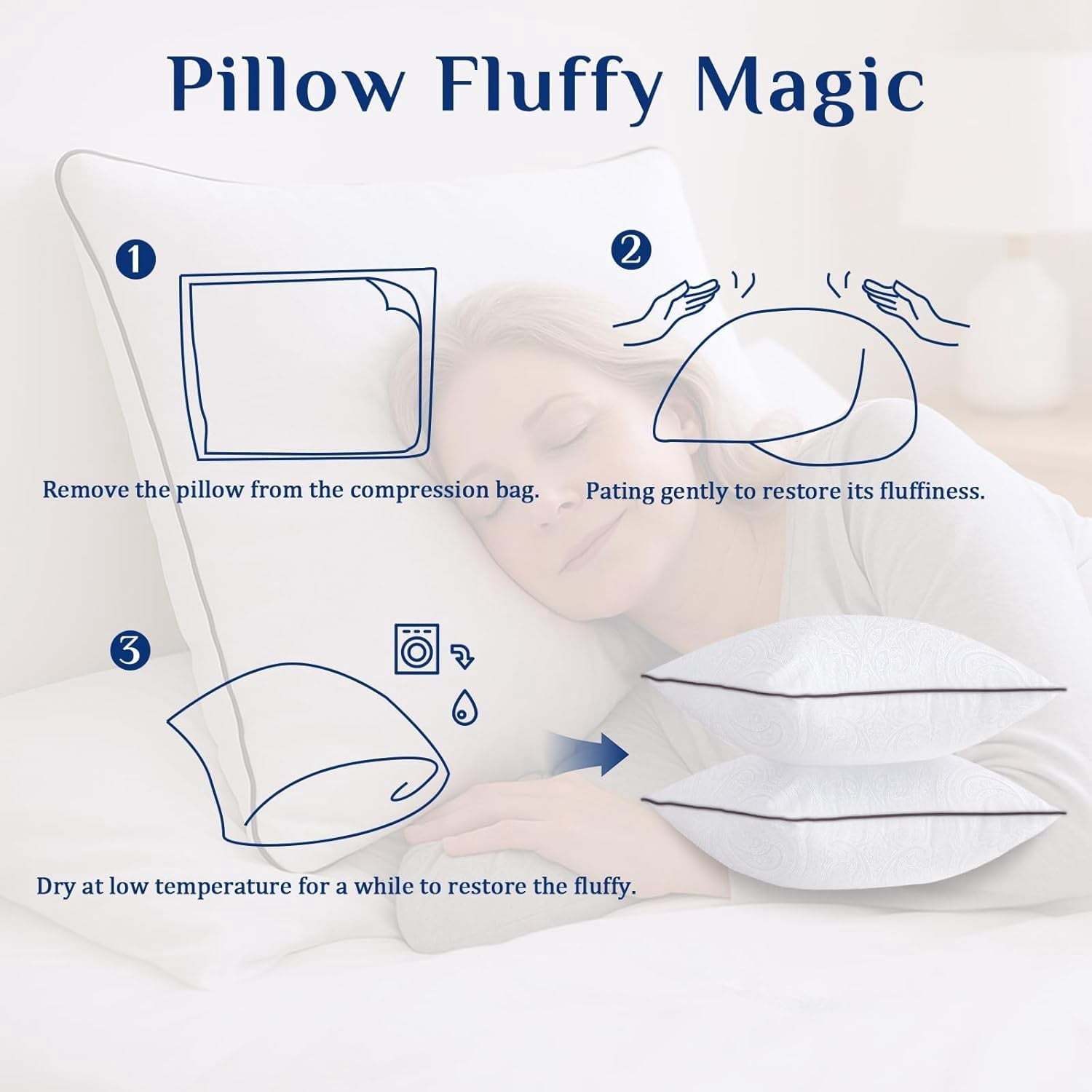 Fluffy Shredded for Sleeping, Soft and Supportive Throw for Couch, Bed and Sofa, Down Alternative Pillow, 26x26 Inches - Decorative Throw Pillow Cushion for Sofa & Bed Detail