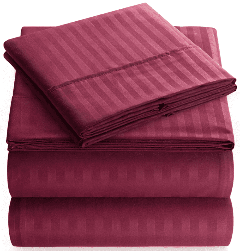 Premium Egyptian Cotton Bedding Set with Flat Sheet, Fitted Bed Sheet & Pillowcases, Full Burgundy - Premium Ultra-Soft Pillowcase Pair for Sleeping - Default Title
