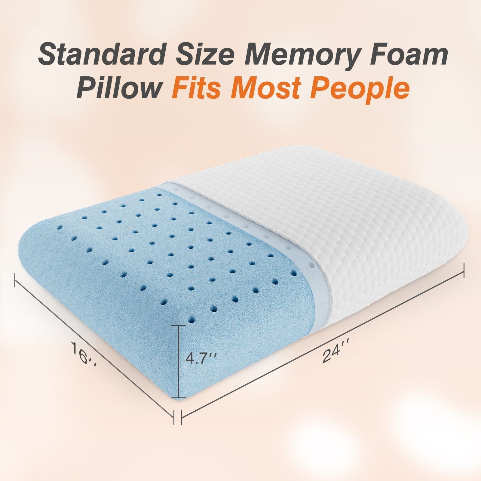 Ergonomic Memory Foam Memory Foam Pillow, Standard Size Pillows for Sleeping, Bed Pillow Soft and Comfortable, 1 Pack - Hotel Quality Plush Sleeping Pillows Detail
