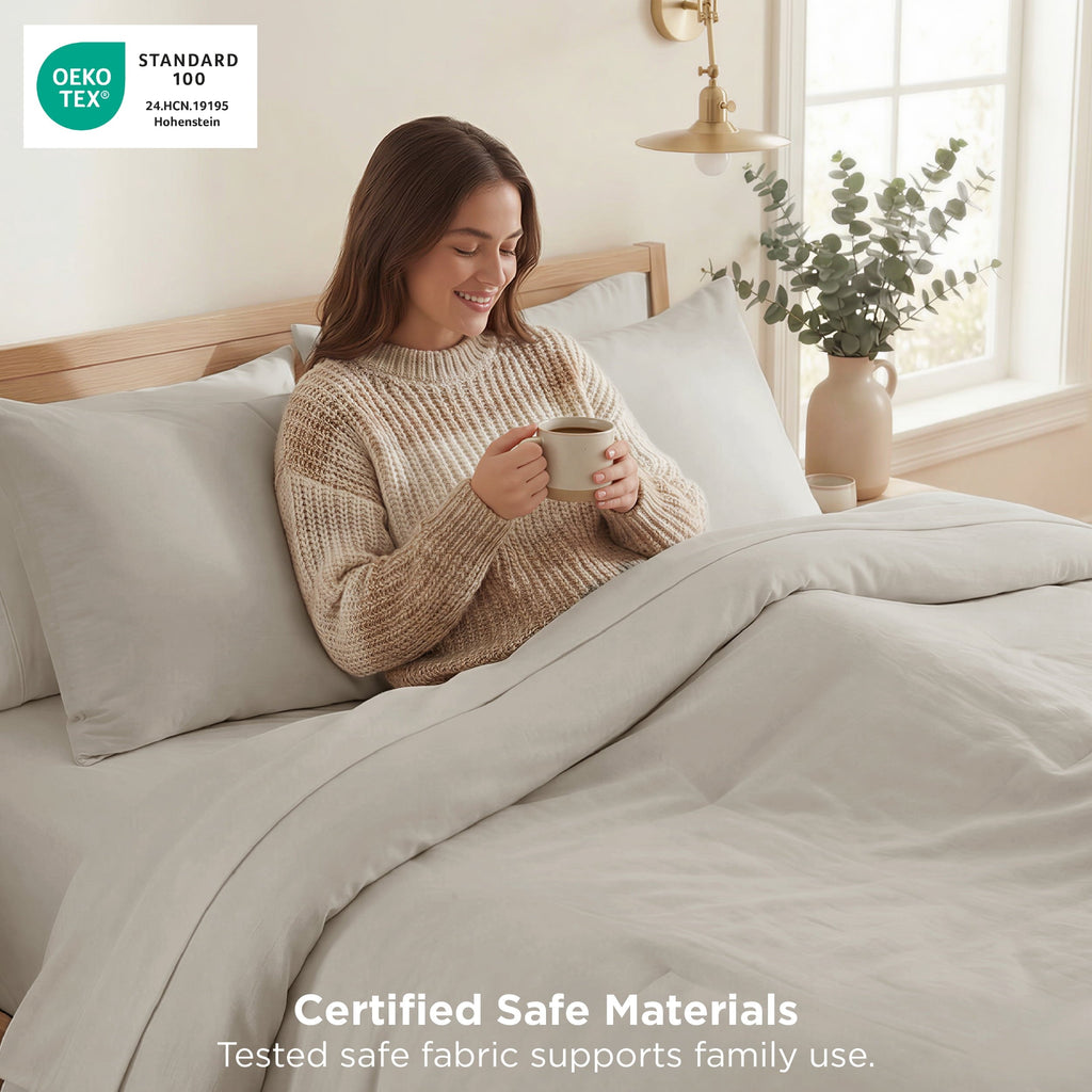 Heavyweight Warmth 3 Pieces Queen Comforter Bedding Set, Beige Bed Comforter Set for All Seasons, 1 Lightweight Prewashed Comforter and ... - Luxurious Quilted Duvet Cover Set Detail