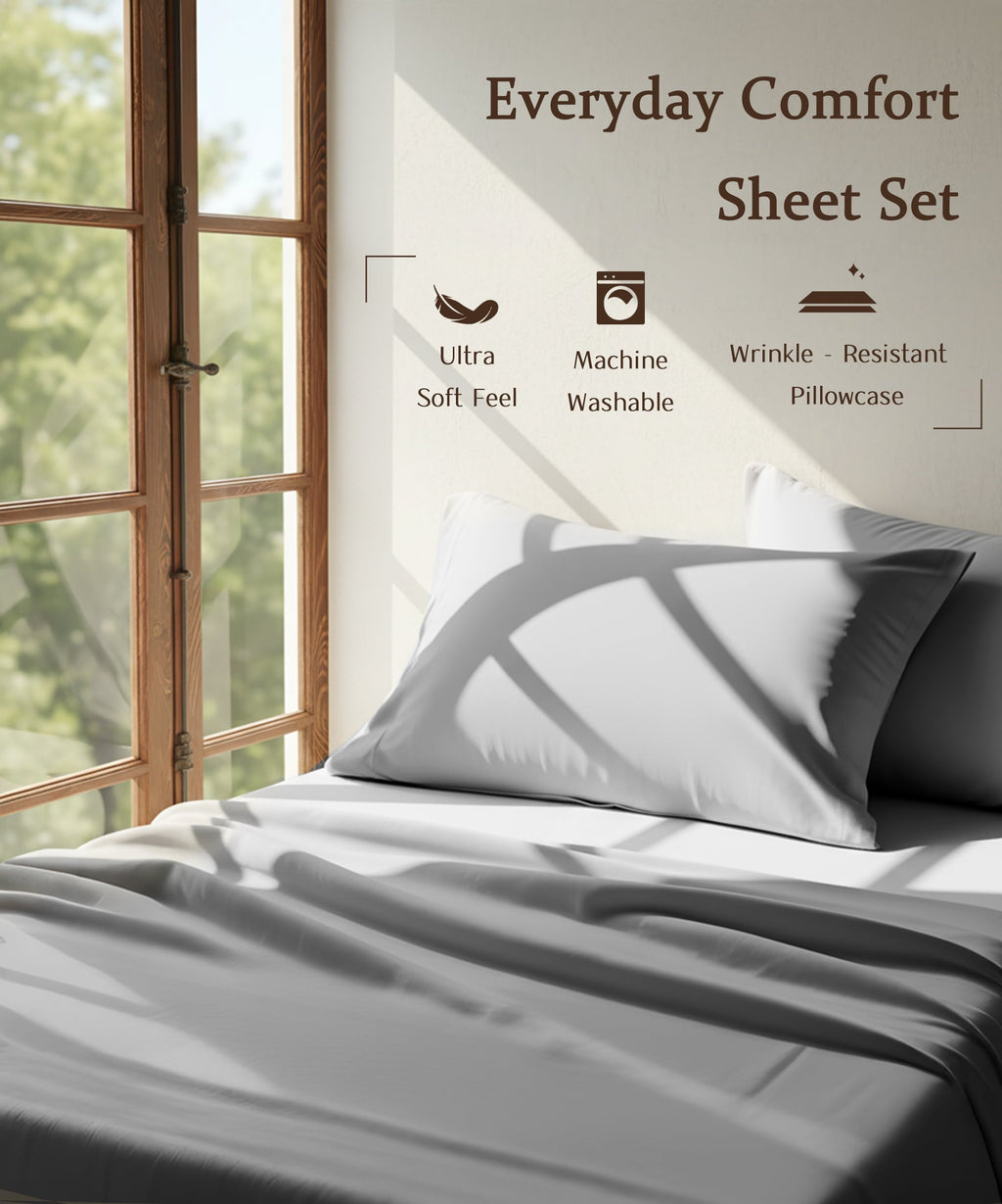 Premium Egyptian Cotton Full Size 4 Piece Sheet Set, Comfy Breathable Cooling Bed Sheets Set, Hotel Luxury Bedding, Deep Pockets, Ultra-Soft,... - Cooling Hotel Quality Bedding Sheets and Pillowcases Detail