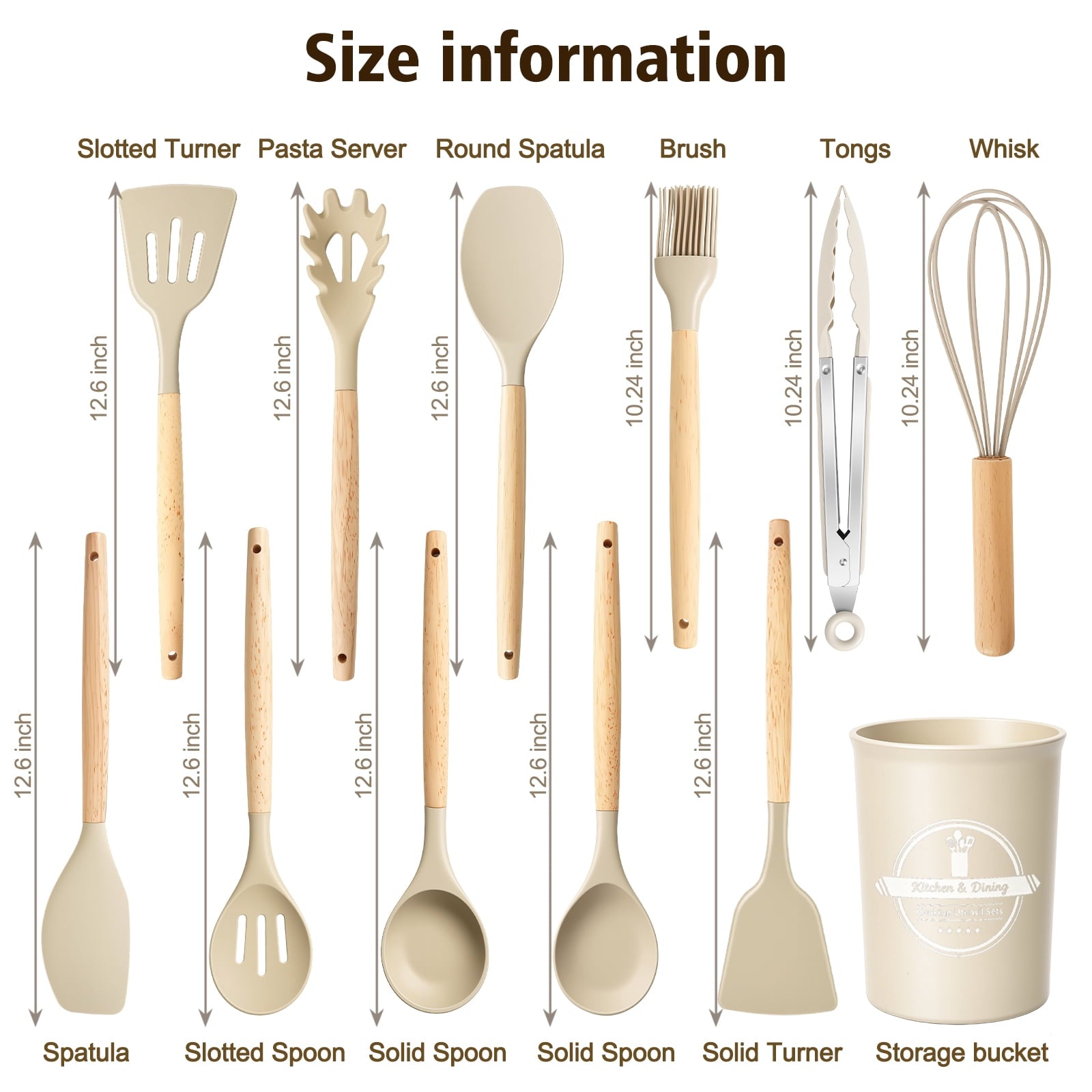 Heat-Resistant Silicone Cooking Utensils Set, Heat Resistant Kitchen Tools, 36 PCS Non-Stick Silicone Cooking Kitchen Utensils, Khaki - Premium Stainless Steel Cooking Utensil for Non-Stick Pots Detail