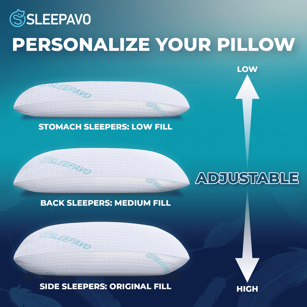 Hotel Collection Adjustable Shredded Memory Foam Pillows Queen Size Set of 2 - Extra Soft Cooling Bamboo Bed Pillows for Sleeping - Ba... - Orthopedic Shredded Foam Bed Pillow Set Detail