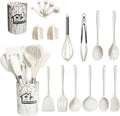 Premium Silicone Silicone Cooking Utensils Set - 446°F Heat Resistant Kitchen Utensils,Turner Tongs,Spatula,Spoon,Brush,Whisk,Kitchen ... - Durable Turner & Ladle Utensil Set for Home Chefs - Default Title