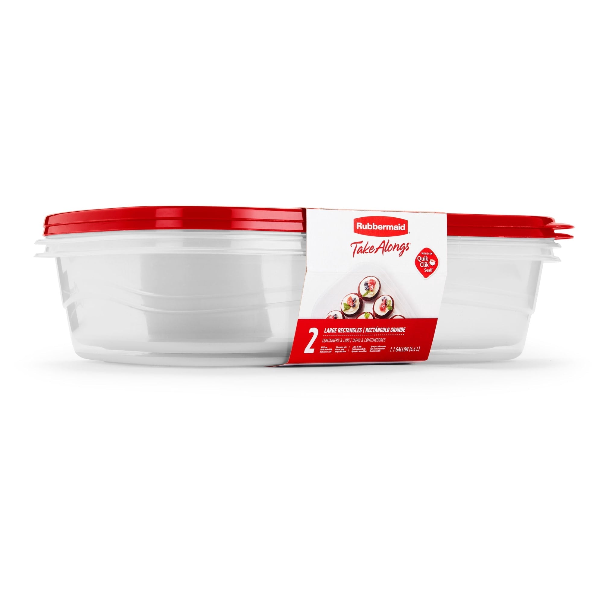 Fun Food Fidget 1 Gallon, 2 Packs, Red, Large Rectangular Plastic Food Storage Containers - Squishy Dohnut Sweet Treat Shaped Stress Toy Detail