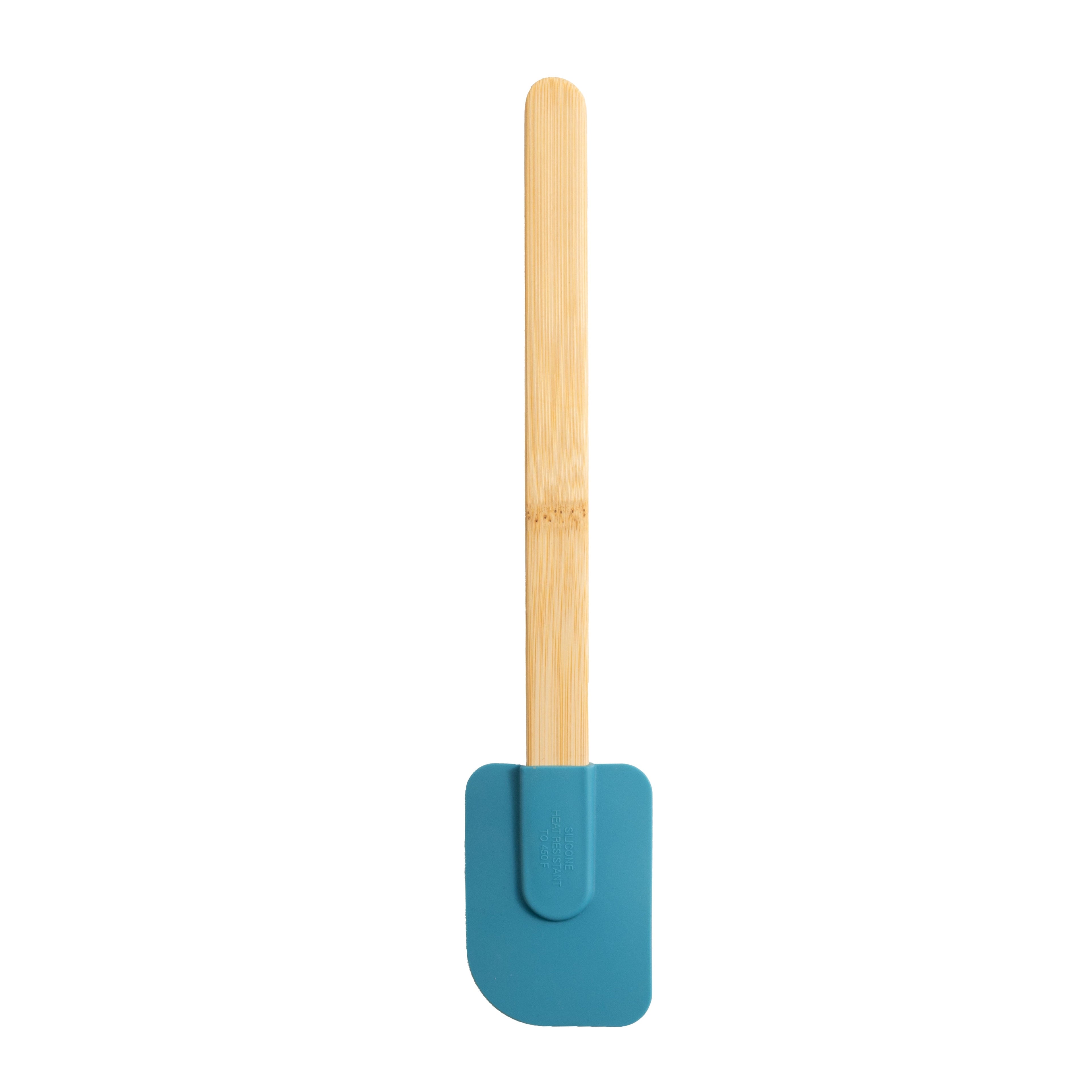 Heat-Resistant Silicone Spatulas Set 4 with Bamboo Handles, Blue - Premium Stainless Steel Cooking Utensil for Non-Stick Pots Detail