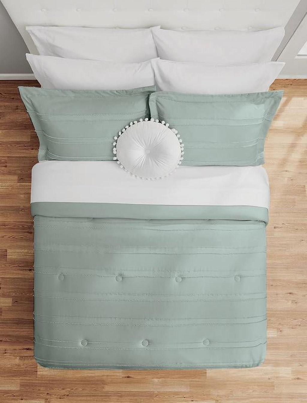 Luxurious Quilted Mint 10 Piece Bed in a Bag Comforter Set with Sheets, Queen - Hypoallergenic Ultra-Fluffy Quilt for Winter Detail