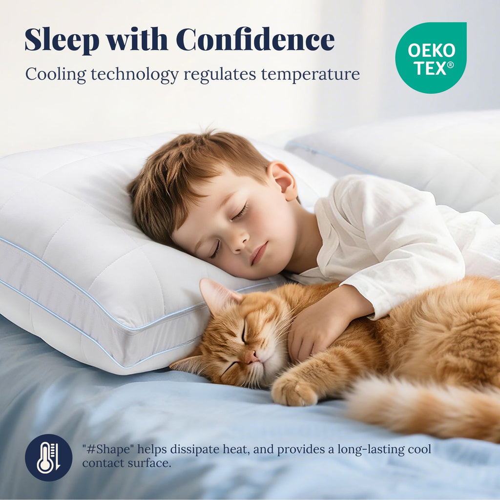 Ergonomic Memory Foam Cooling Adjustable Pillow, Luxury Queen Size Bed Pillows Hotel Collection - Soft Firm Pillows for bed - Orthopedic Shredded Foam Bed Pillow Set Detail