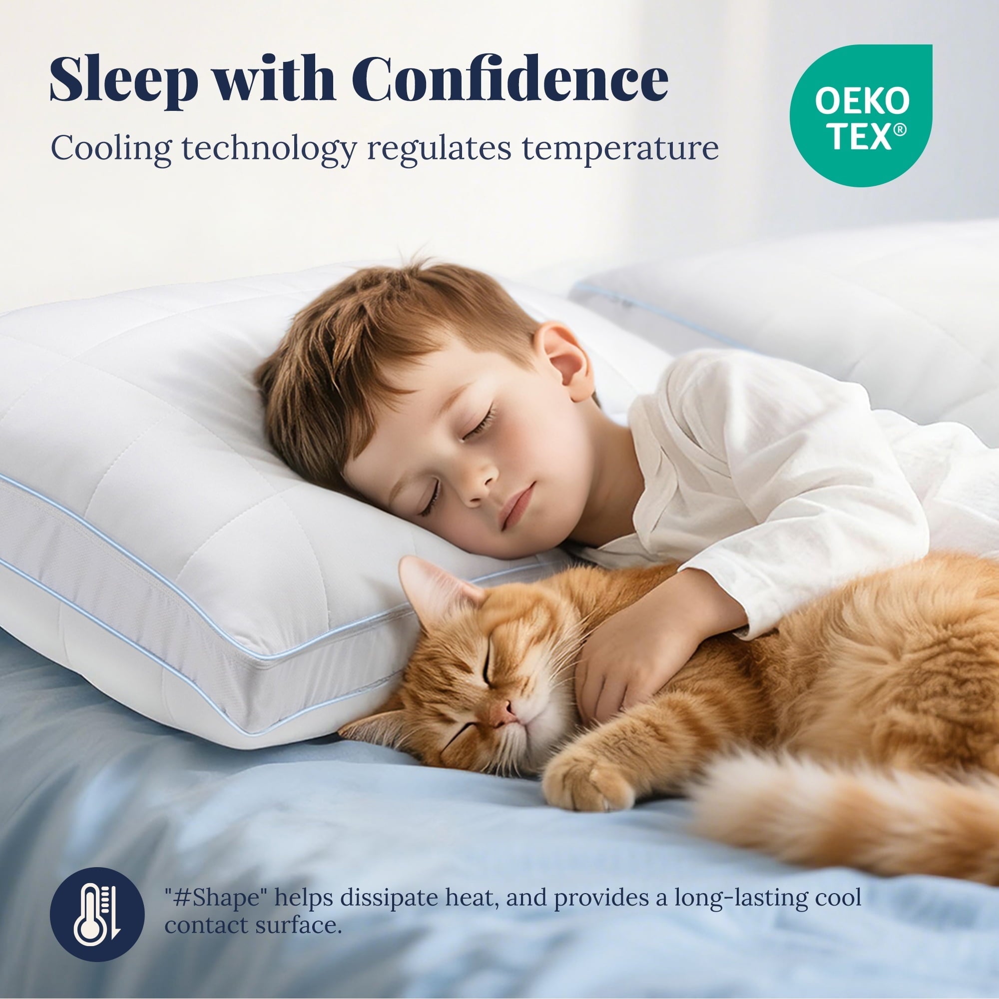 Ergonomic Memory Foam Cooling Adjustable Pillow, Luxury Queen Size Bed Pillows Hotel Collection - Soft Firm Pillows for bed - Orthopedic Shredded Foam Bed Pillow Set Detail