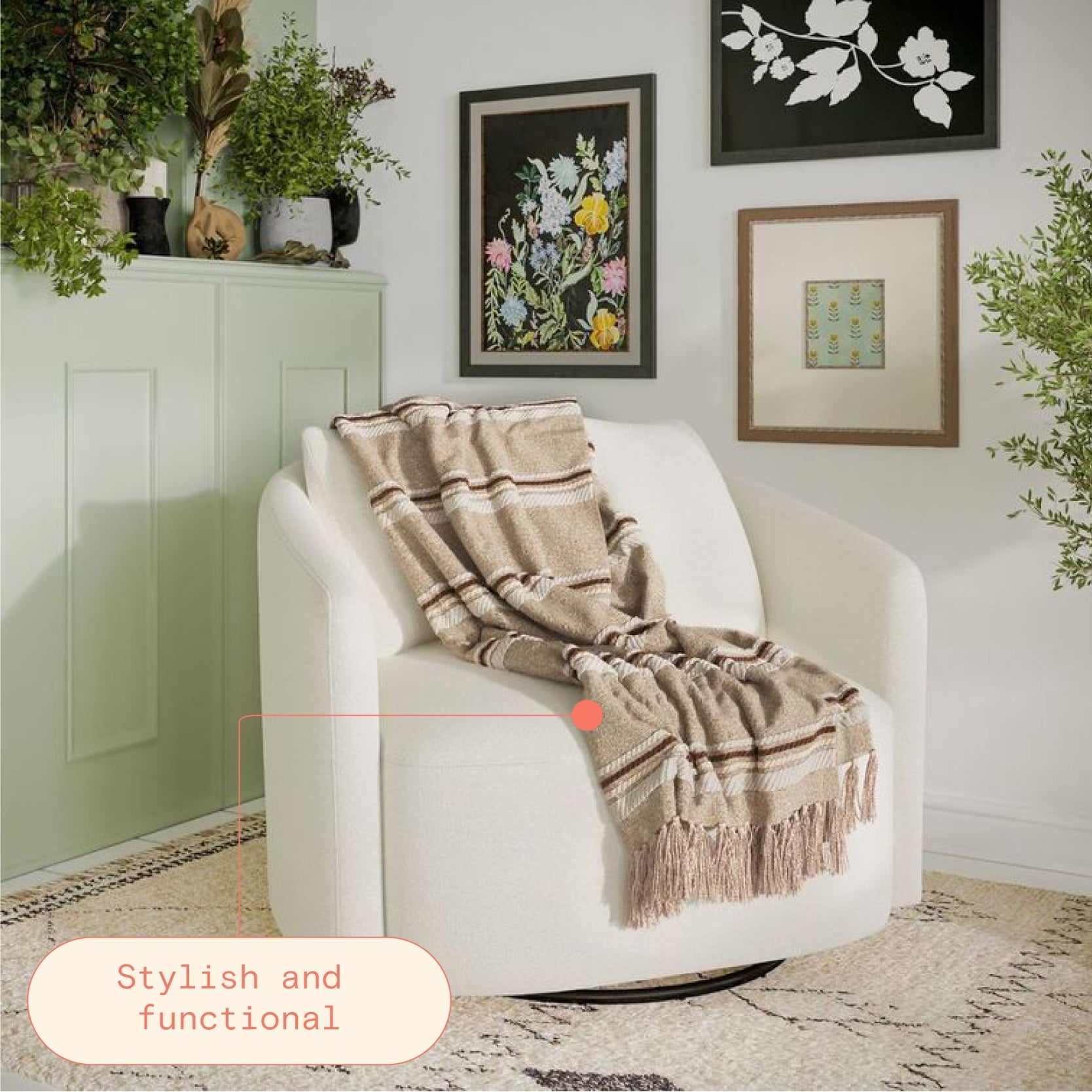 Super Soft Flannel 60" x 50" Cozy Striped Porcini Chenille Throw - Cozy Fleece Throw Blanket for Couch & Bed Detail