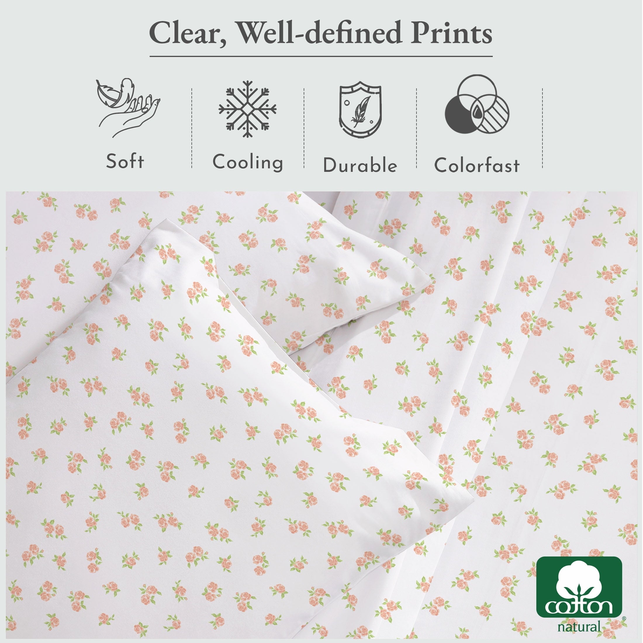Ultra-Soft 4 Piece Printed Floral Bed Sheets Queen Size Set - 100% Cotton Sheets Queen, Soft Sateen Bedsheets, Deep Pocket Queen... - Luxury Bed Sheet Set with Deep Pockets Detail