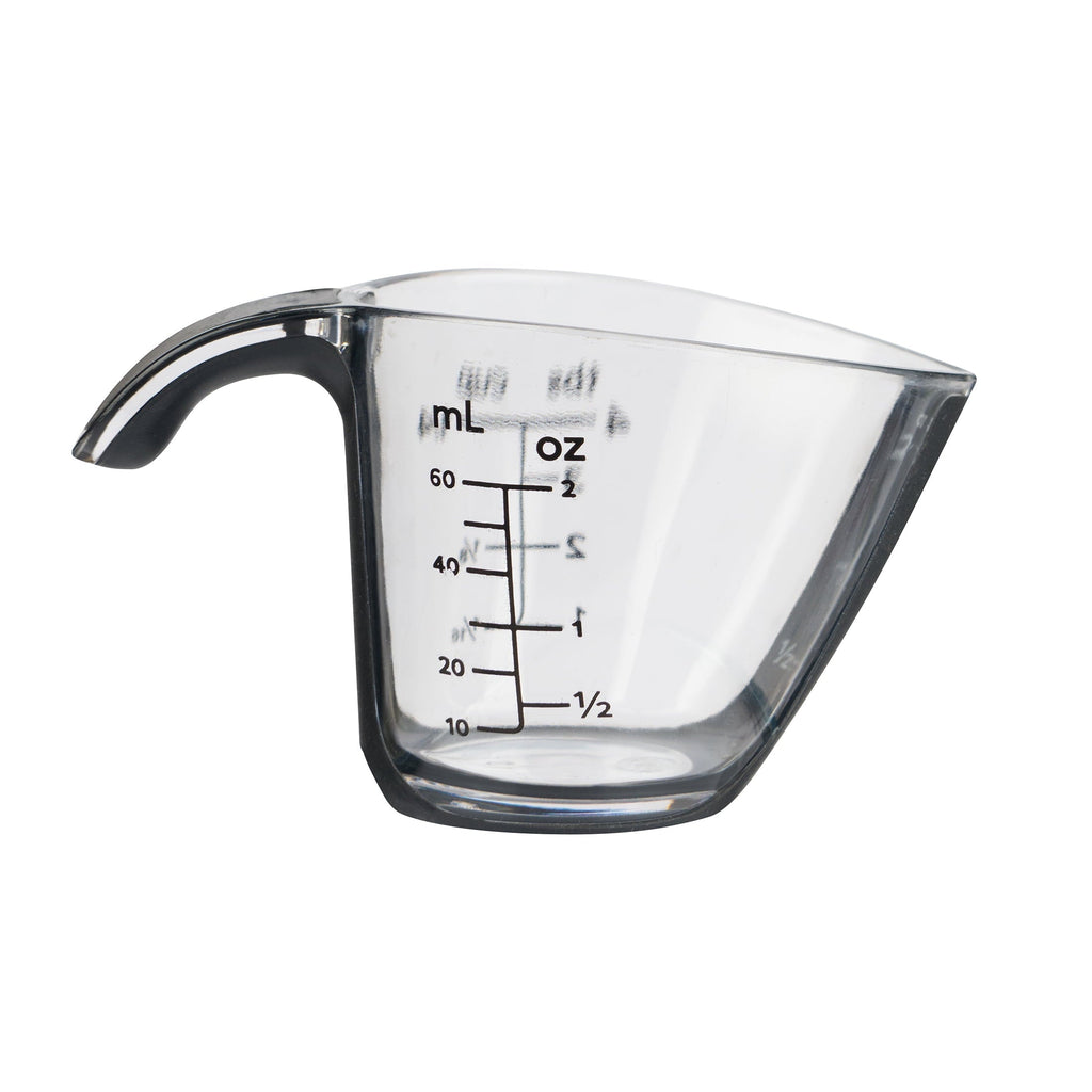 Ergonomic Manual 1/4C Plastic Mini Measuring Cup, Black/Transparent - Innovative Kitchen Helper for Modern Cooking Detail