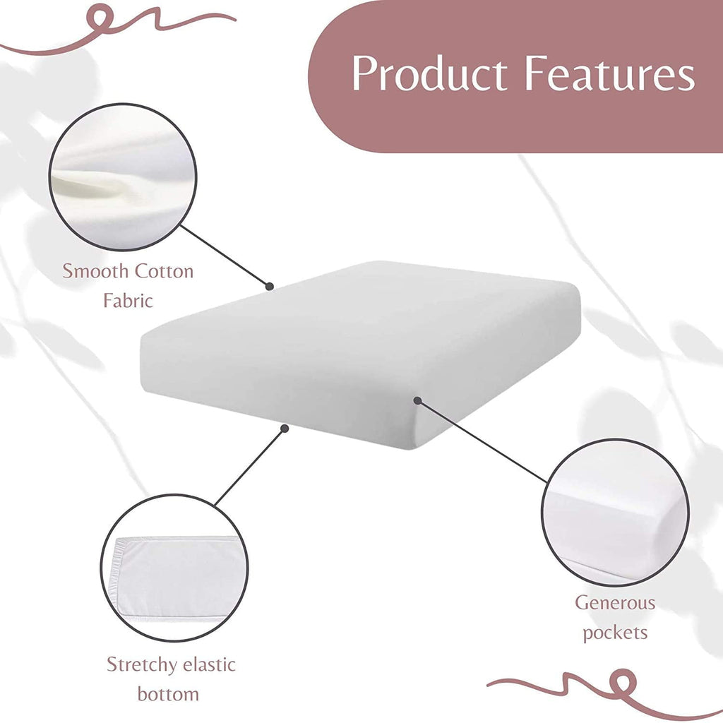 Premium Egyptian Cotton Luxurious Hotel Quality Crib Fitted Sheet – 100% Cotton – Ultra Soft, Skin-Friendly & Hypoallergenic – Deep Pocket Fi... - Luxury Bed Sheet Set with Deep Pockets Detail