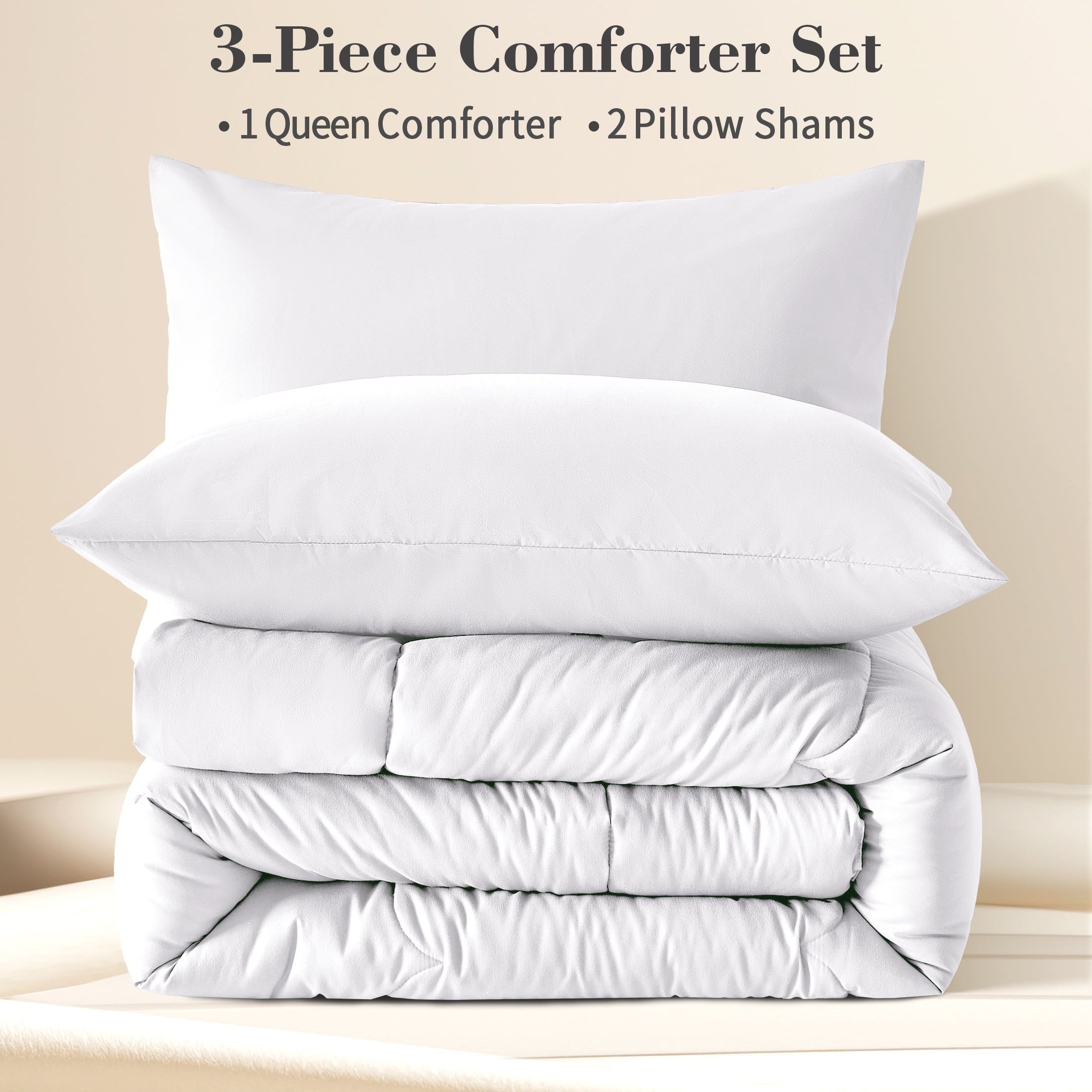 Luxurious Quilted 3-Piece Queen Comforter Set - All-Season Down Alternative Bedding Bundle with 2 Pillow Shams, Premium Soft Bedding Se... - Cloud-Like Soft Lightweight Bed Comforter Detail
