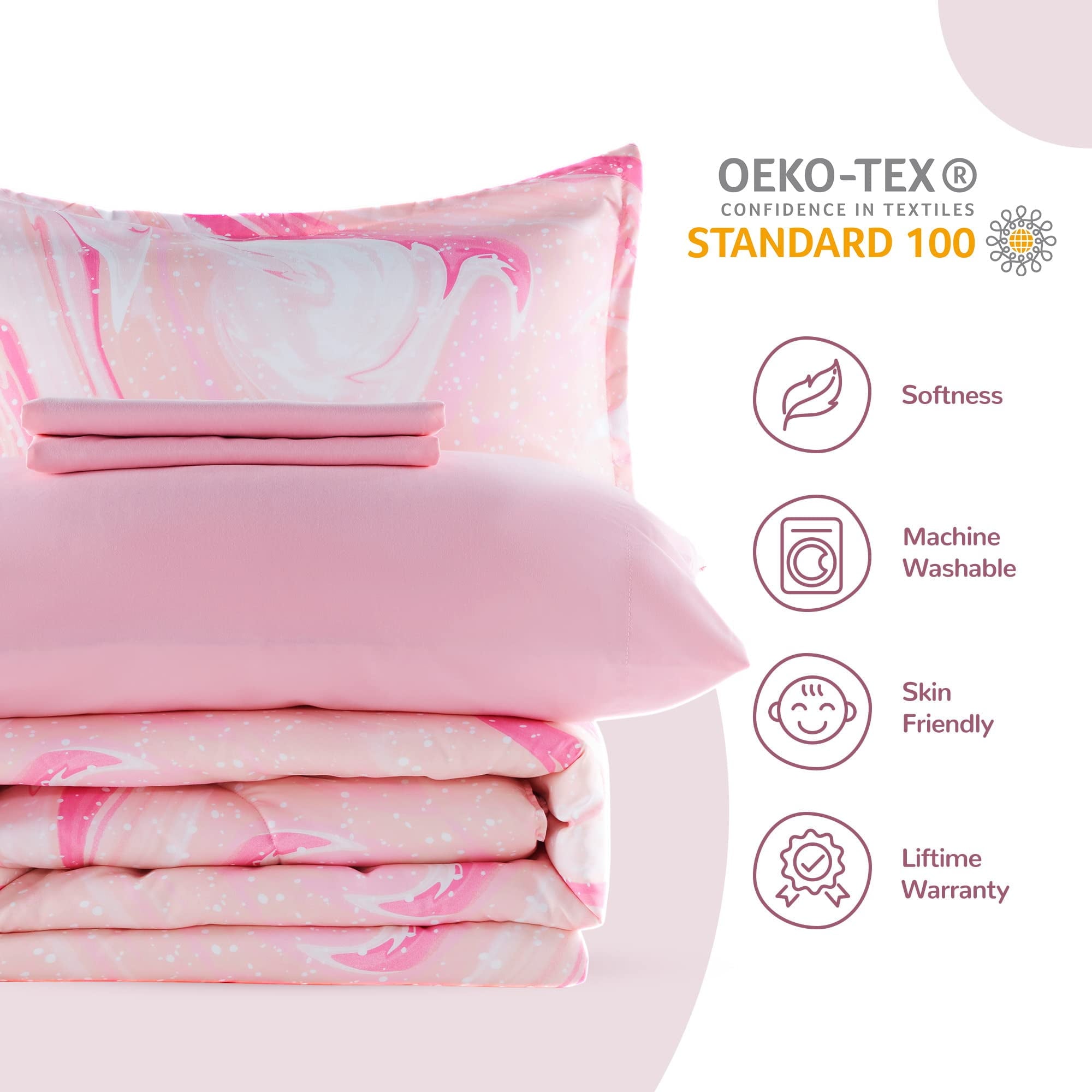 Luxurious Quilted Kids Twin Bedding Comforter Set - 5 Pieces Super Cute & Soft Bedding Sets & Collections with Comforter, Sheet, Pillow... - Cloud-Like Soft Lightweight Bed Comforter Detail
