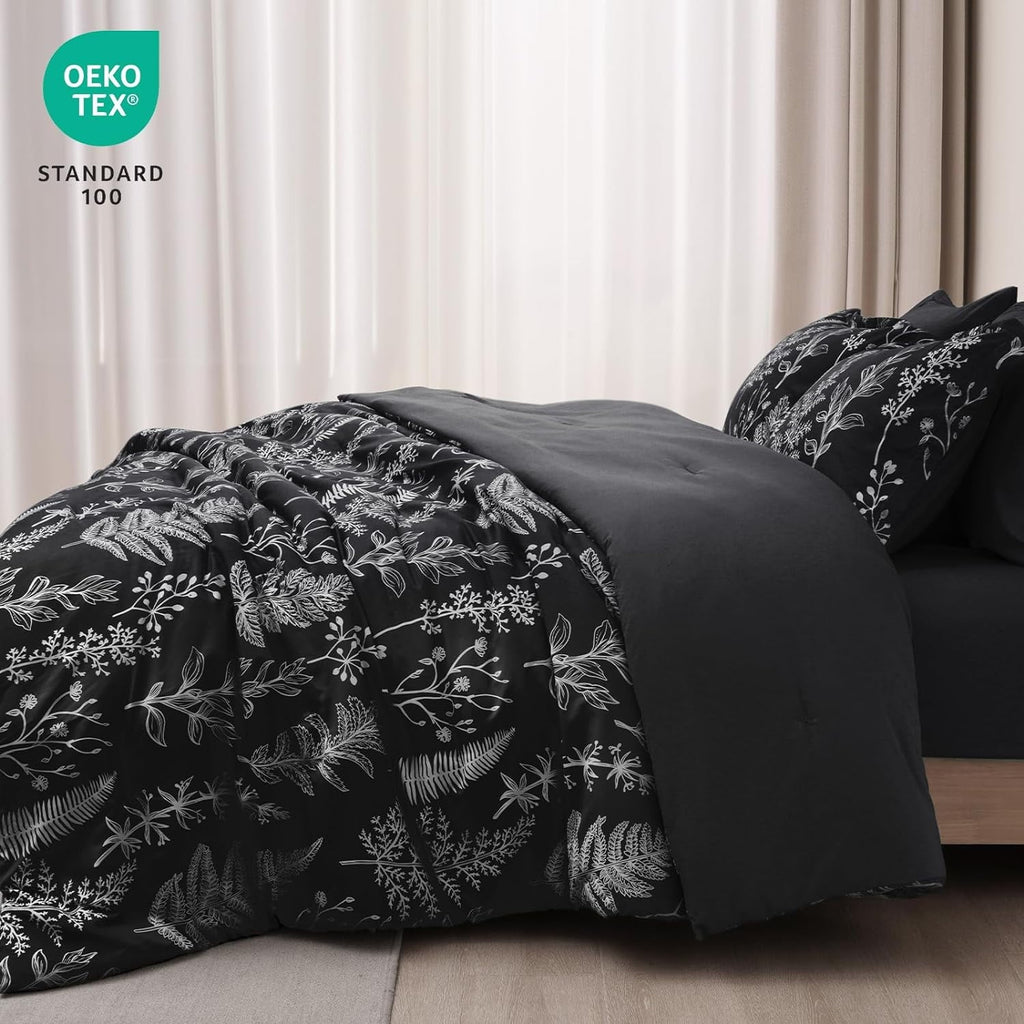 Hypoallergenic Cloud 3 Pieces Printed Comforter Set Queen Size, Lightweight Botanical Floral Bed in a Bag, Ultra Soft Bedding Set with 1 R... - Hypoallergenic Ultra-Fluffy Quilt for Winter Detail
