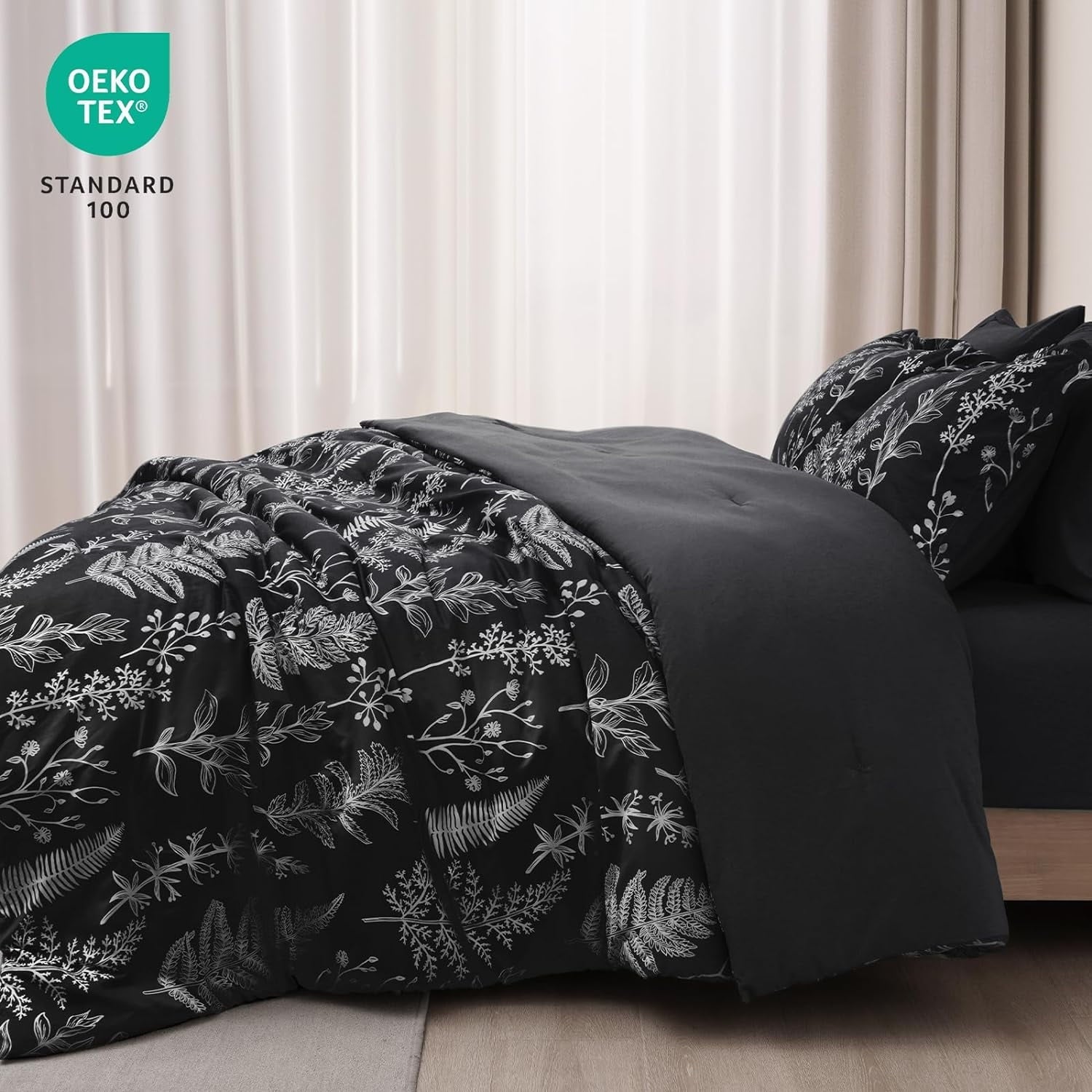 Hypoallergenic Cloud 3 Pieces Printed Comforter Set Queen Size, Lightweight Botanical Floral Bed in a Bag, Ultra Soft Bedding Set with 1 R... - Hypoallergenic Ultra-Fluffy Quilt for Winter Detail