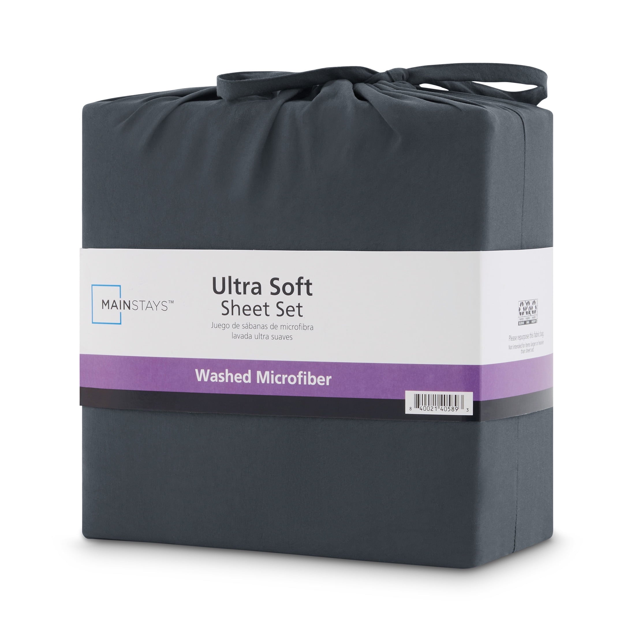 Cooling Sateen Microfiber Bed Sheet Set, Grey Stone, Full, 4 Pieces - Breathable Egyptian Cotton Flat & Fitted Sheets Detail