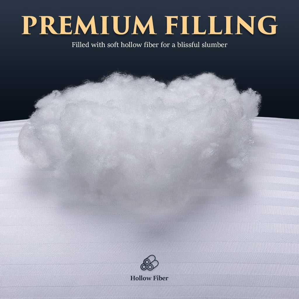 Orthopedic Support Bed Pillows 2-Pack Queen Size Luxury Hotel Pillow for Side and Back Sleeper Pillows for Bed with Cooling Cover - Hotel Quality Plush Sleeping Pillows Detail