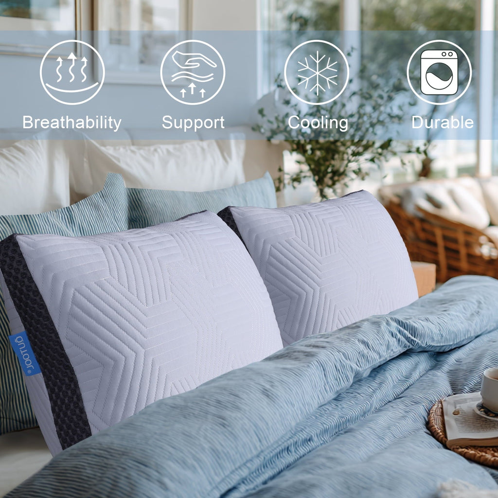 Fluffy Shredded Soft Bed Pillow, Shredded Memory Foam Pillow, Comfortable Sleeping Pillow, Standard Size, Affordable Everyday Use - Orthopedic Shredded Foam Bed Pillow Set Detail