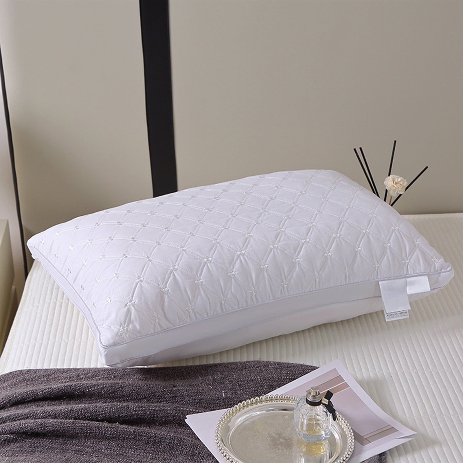 Decorative Plump Hotel Grade Extra Soft Pillows Queen Size Set of 2 Supportive Bed Pillow for Back Side and Stomach Sleepers, Breathab... - Hotel Quality Plush Sleeping Pillows Detail