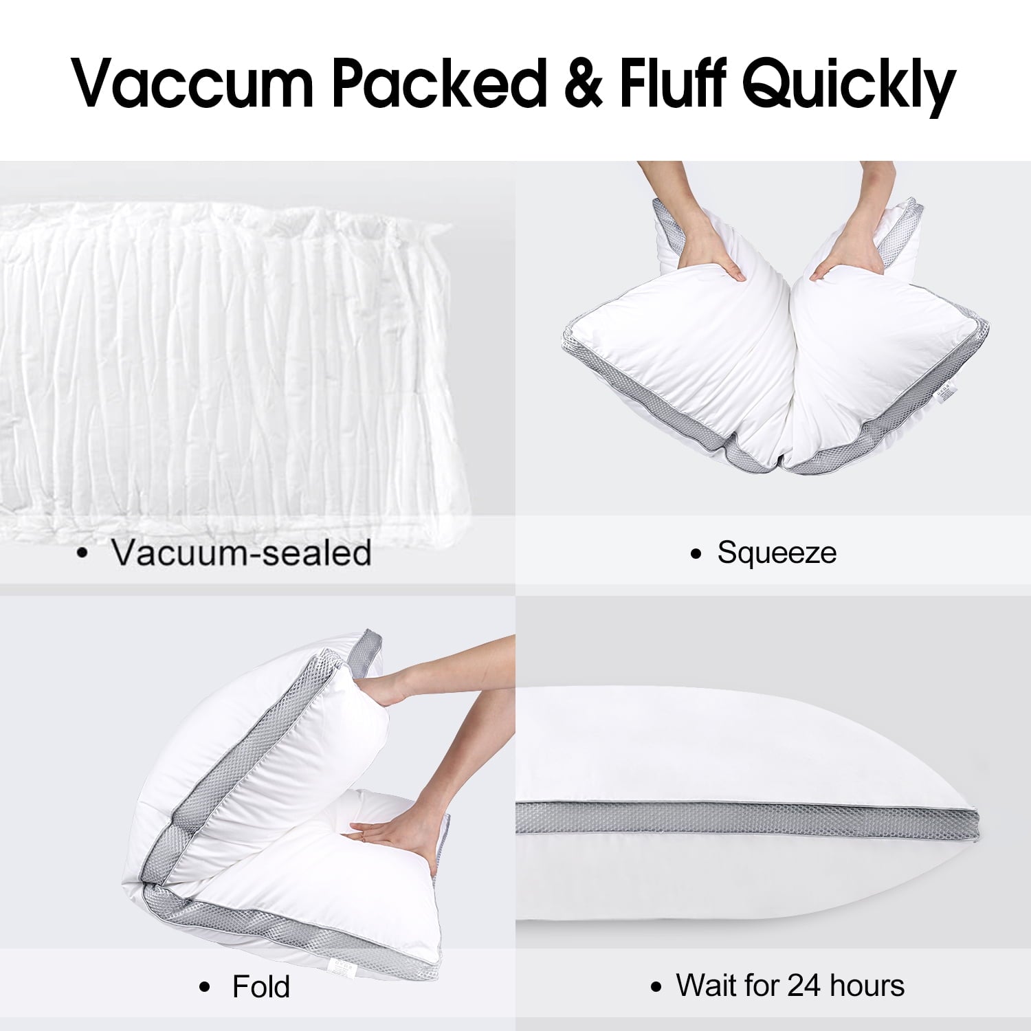 Ergonomic Memory Foam 2 Pack Cotton Down Alternative Pillows,Queen Size Bed Pillows Gusseted Hypoallergenic - Orthopedic Shredded Foam Bed Pillow Set Detail