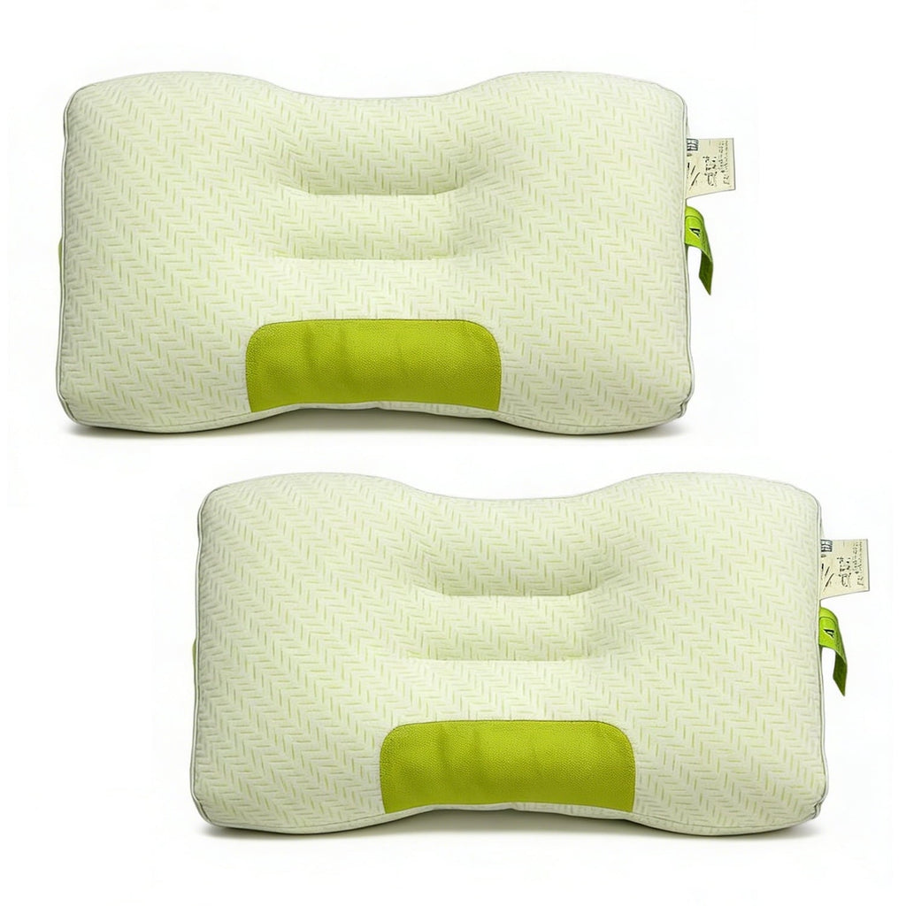 Ergonomic Memory Foam 2-Pack Bamboo Fiber Bed Pillow (29.13" x 18.9") - A-Class Safe and Cooling - Hotel Quality Plush Sleeping Pillows - Default Title