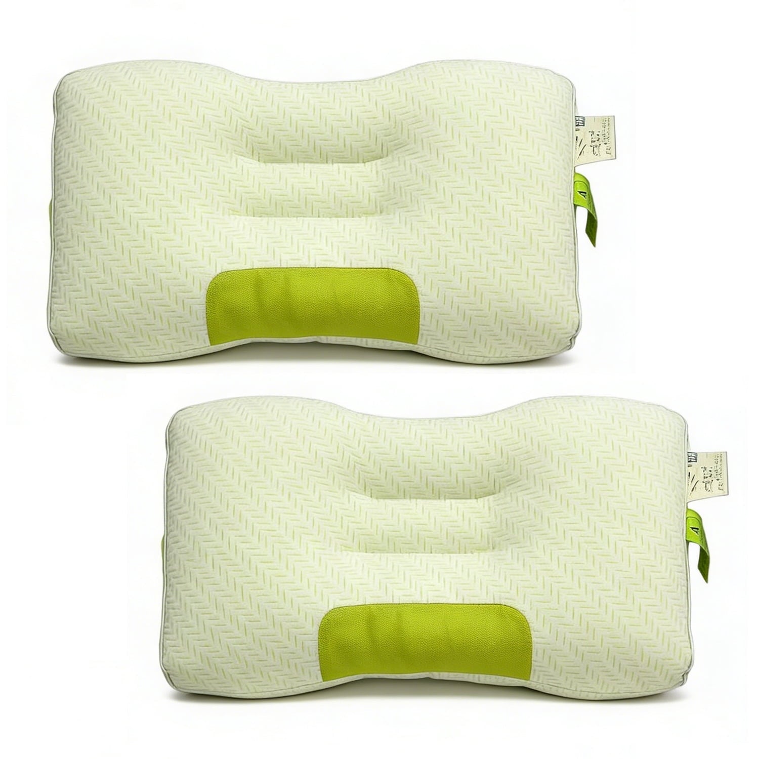 Ergonomic Memory Foam 2-Pack Bamboo Fiber Bed Pillow (29.13" x 18.9") - A-Class Safe and Cooling - Hotel Quality Plush Sleeping Pillows - Default Title