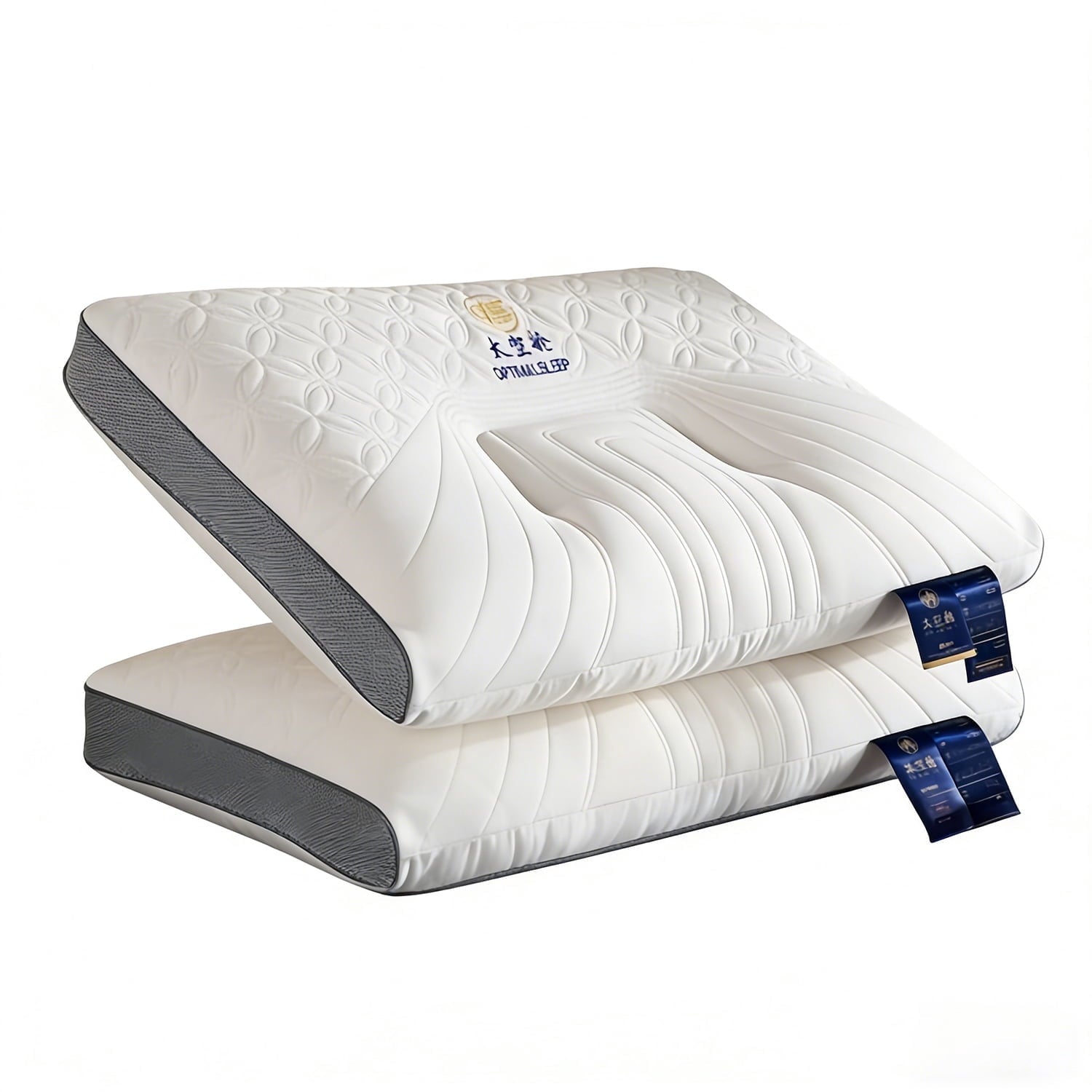 Decorative Plump 2-Pack Space Capsule Bed Pillow (29.13" x 18.9") - Plush and Supportive - Ergonomic Memory Foam Pillow for Neck Pain Support - Default Title