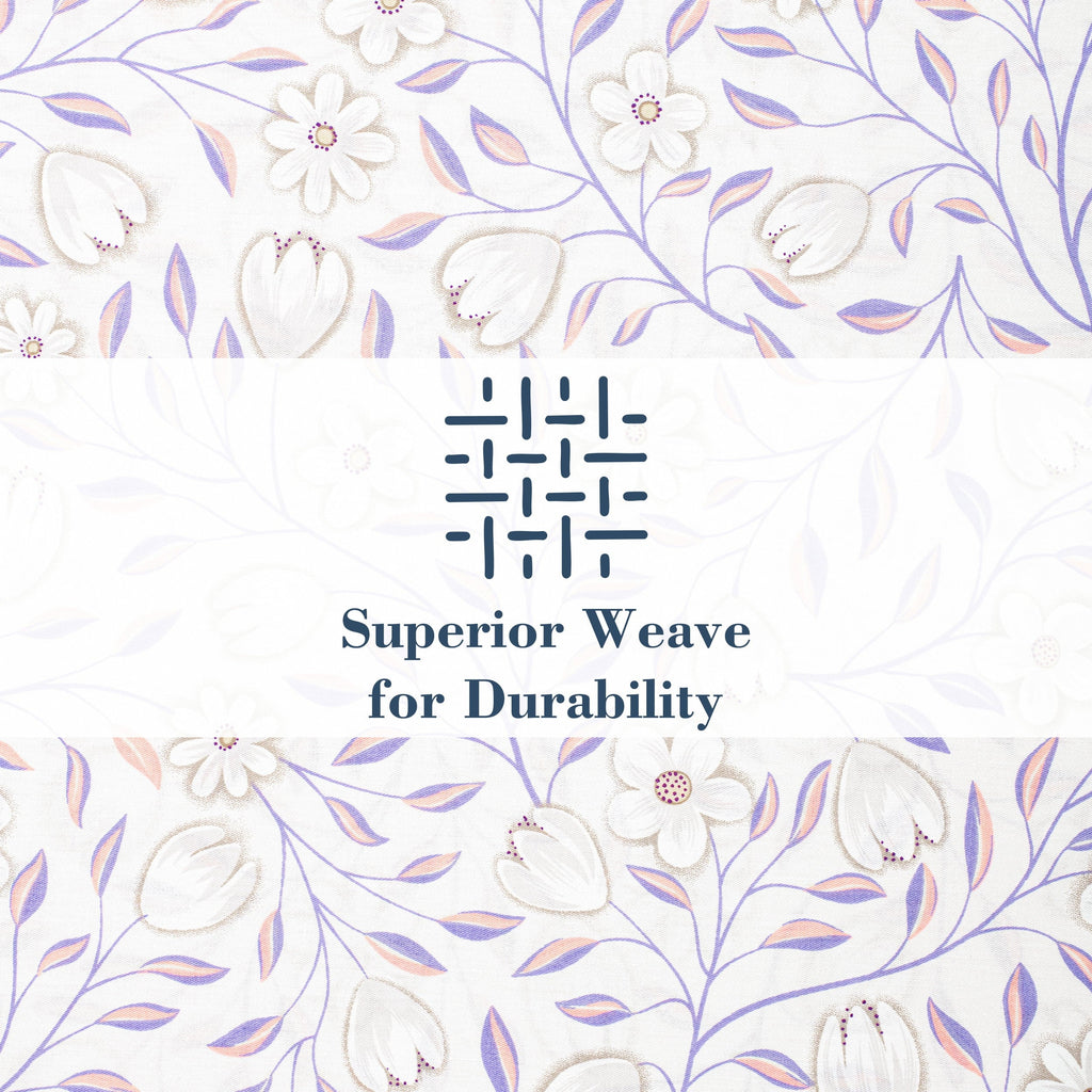 Ultra-Soft 100% Cotton Full Size Sheets,4 Piece Pure Percale Bed Sheets Set Deep Pocket Fits Mattress Upto 15",floral vine pattern - Cooling Hotel Quality Bedding Sheets and Pillowcases Detail