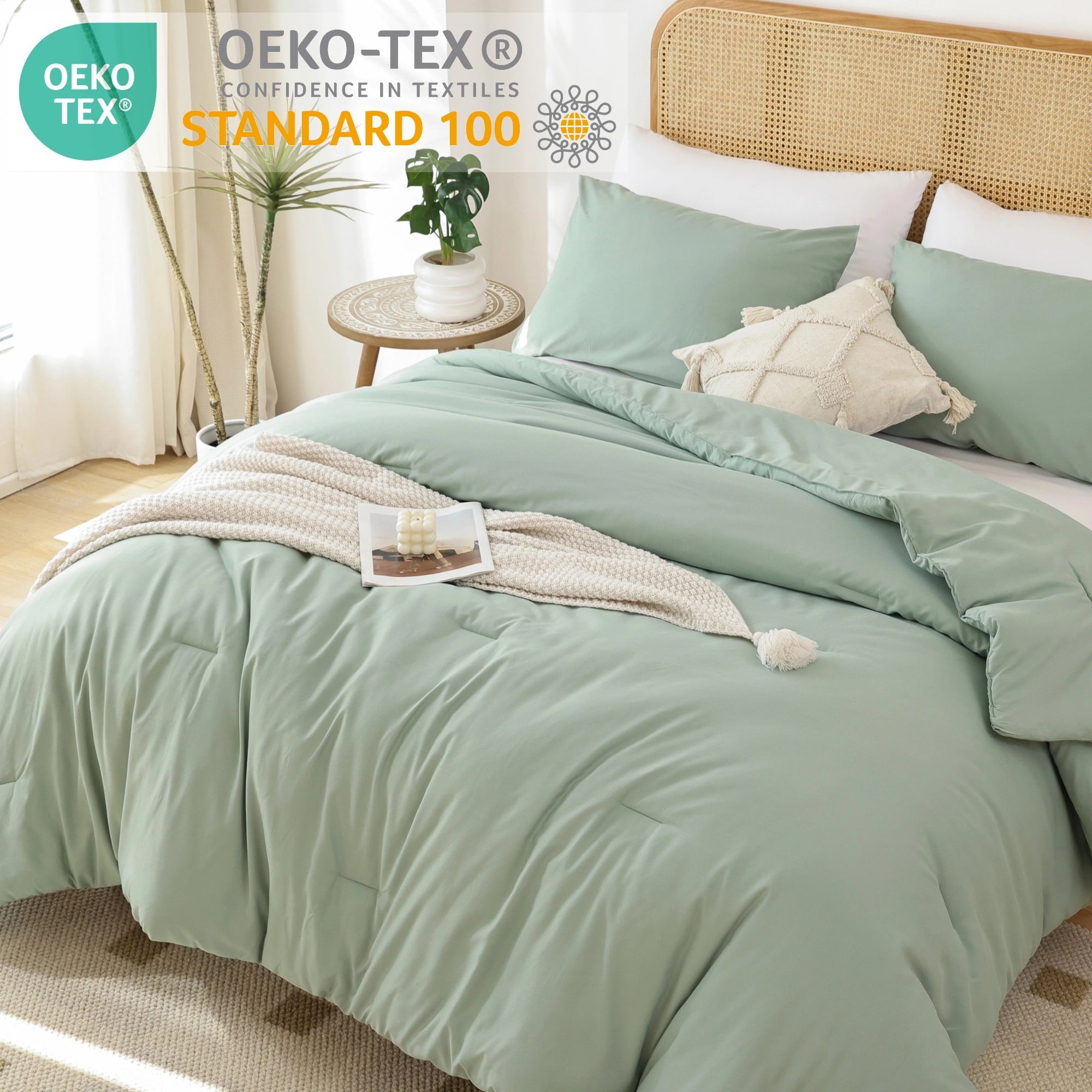 Heavyweight Warmth Queen Comforter Set For Adult, 3 Piece Sage Green Comforter Sets & Bedding For All Season - Hypoallergenic Ultra-Fluffy Quilt for Winter Detail