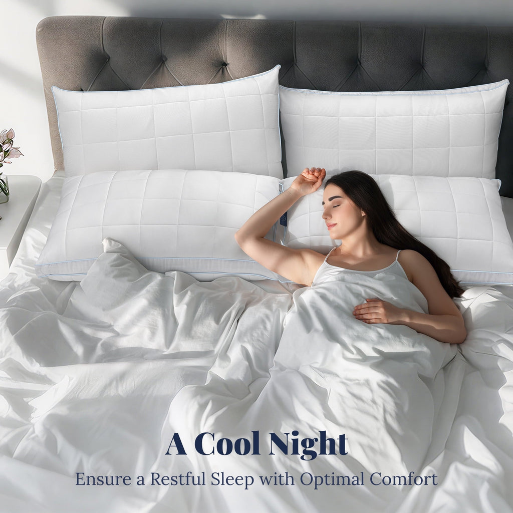 Ergonomic Memory Foam Cooling Adjustable Pillow, Luxury Queen Size Bed Pillows Hotel Collection - Soft Firm Pillows for bed - Orthopedic Shredded Foam Bed Pillow Set Detail