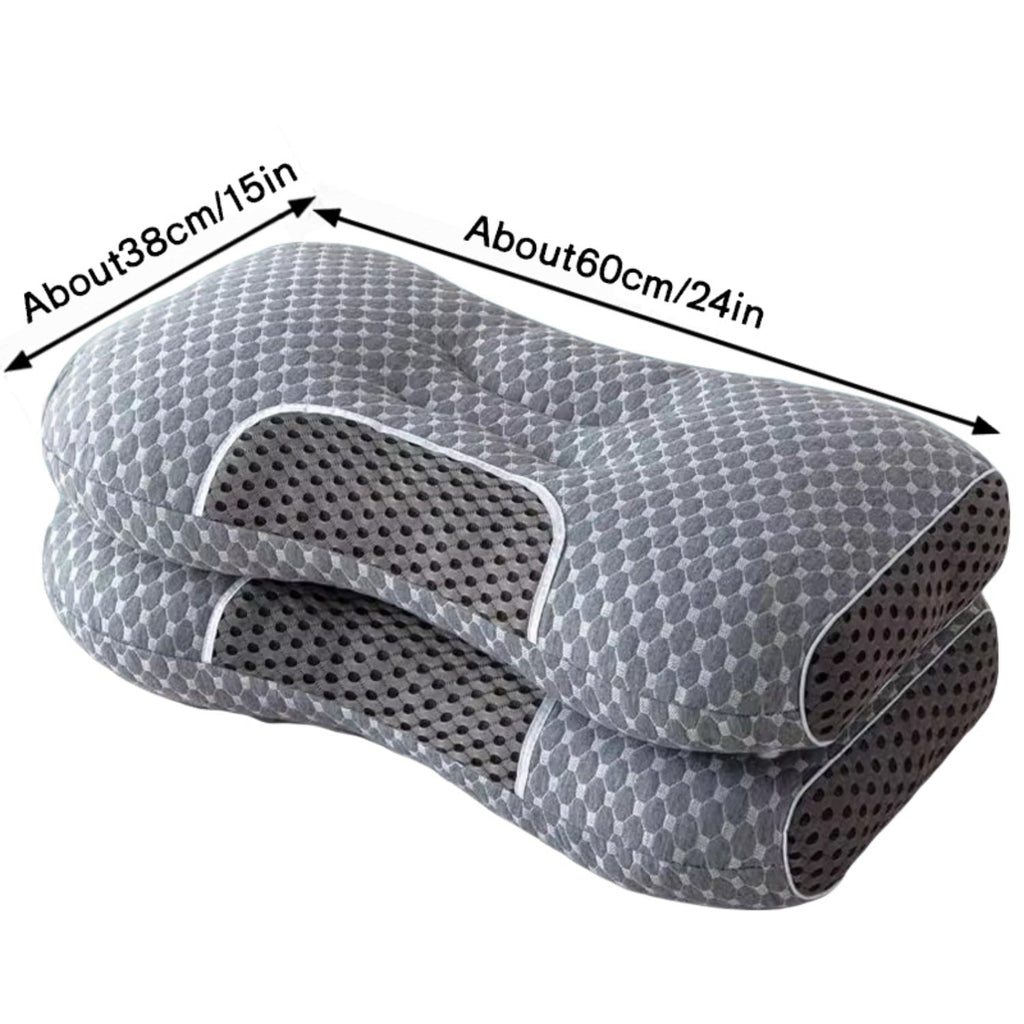 Orthopedic Support 2-Piece Set - 24"x15" Gray Bed for Back, Side, Stomach Sleepers - Ergonomic Memory Foam Pillow for Neck Pain Support Detail