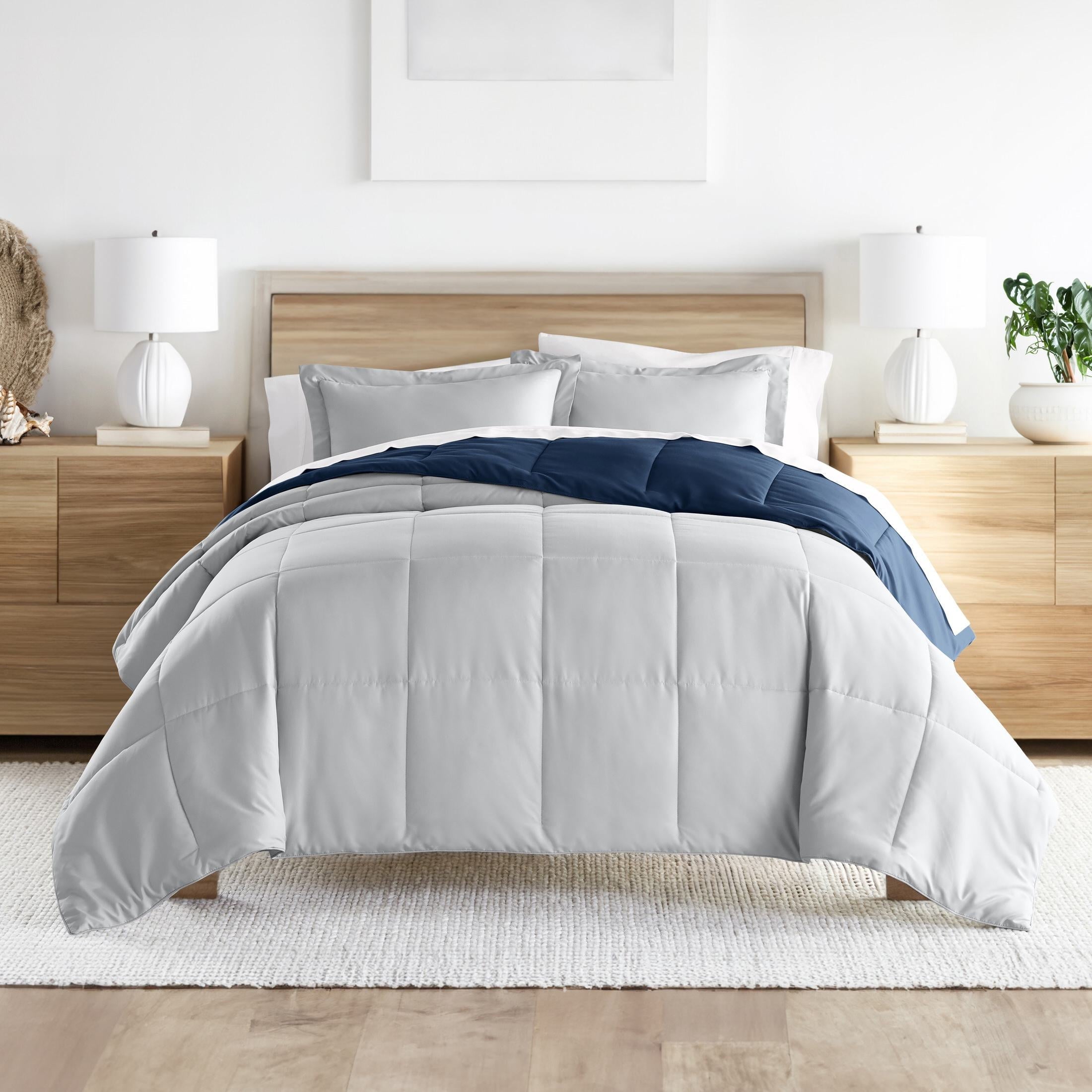 Hypoallergenic Cloud 2-Piece Navy & Gray Reversible Down Alternative Comforter Set, Twin/Twin XL - Hypoallergenic Ultra-Fluffy Quilt for Winter Detail