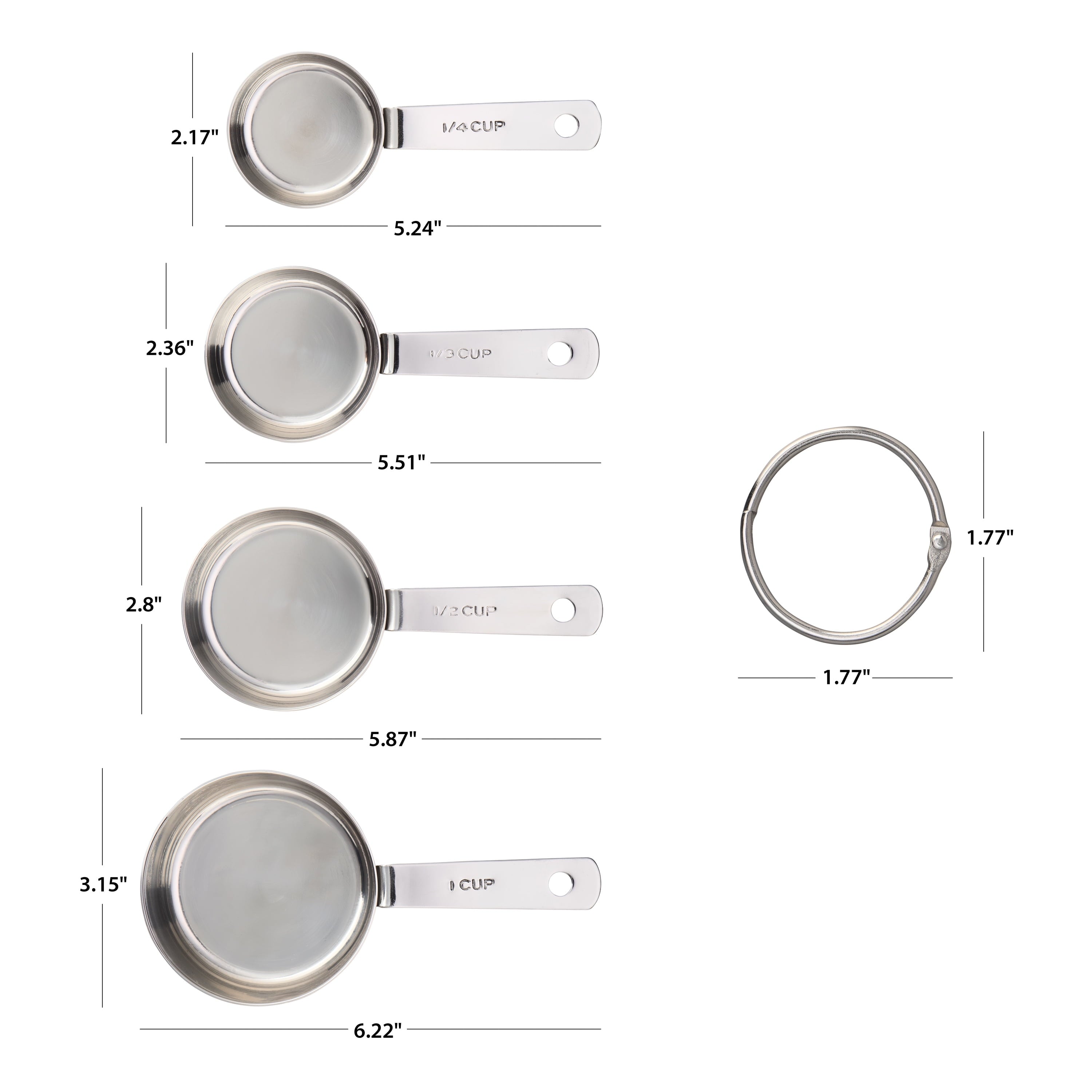 Multi-Functional Kitchen Stainless Steel 4-Piece Nesting Measuring Cups - Multi-Functional Manual Food Chopper & Slicer Detail