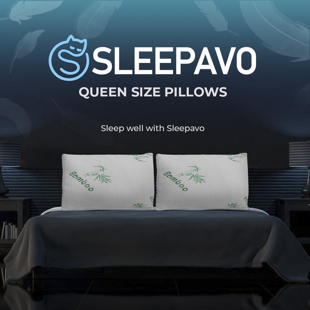 Orthopedic Support Memory Foam Pillows Queen Size Set of 2 - Cooling Bed Pillows for Sleeping - Back, Stomach, Side Sleeper Soft, Comfy ... - Hotel Quality Plush Sleeping Pillows Detail