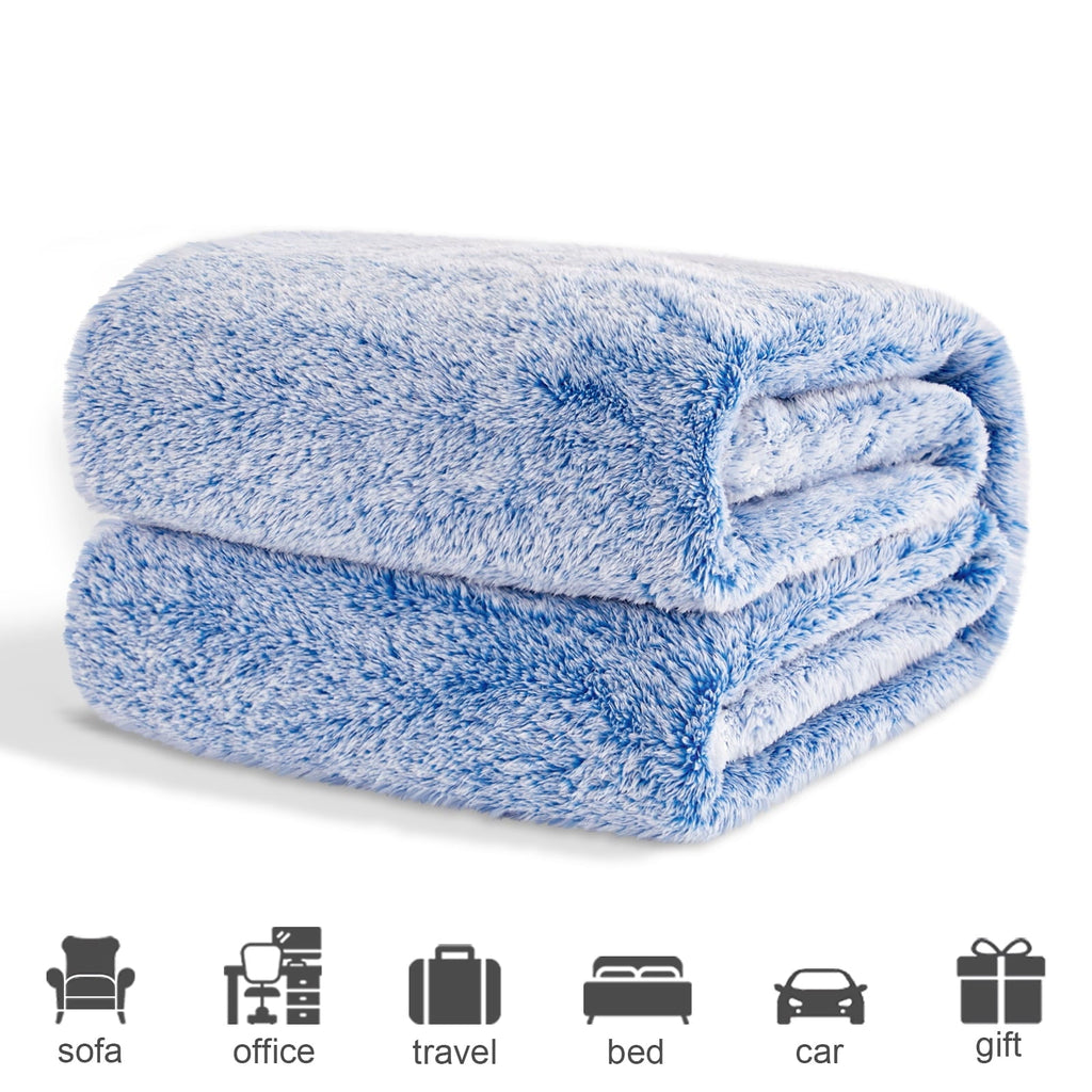 Lightweight Warm Plush Fuzzy Large Fleece Throw Blanket (50" x 70", Mixed Cobalt Blue)- Soft, Warm and Lightweight - Cozy Fleece Throw Blanket for Couch & Bed Detail